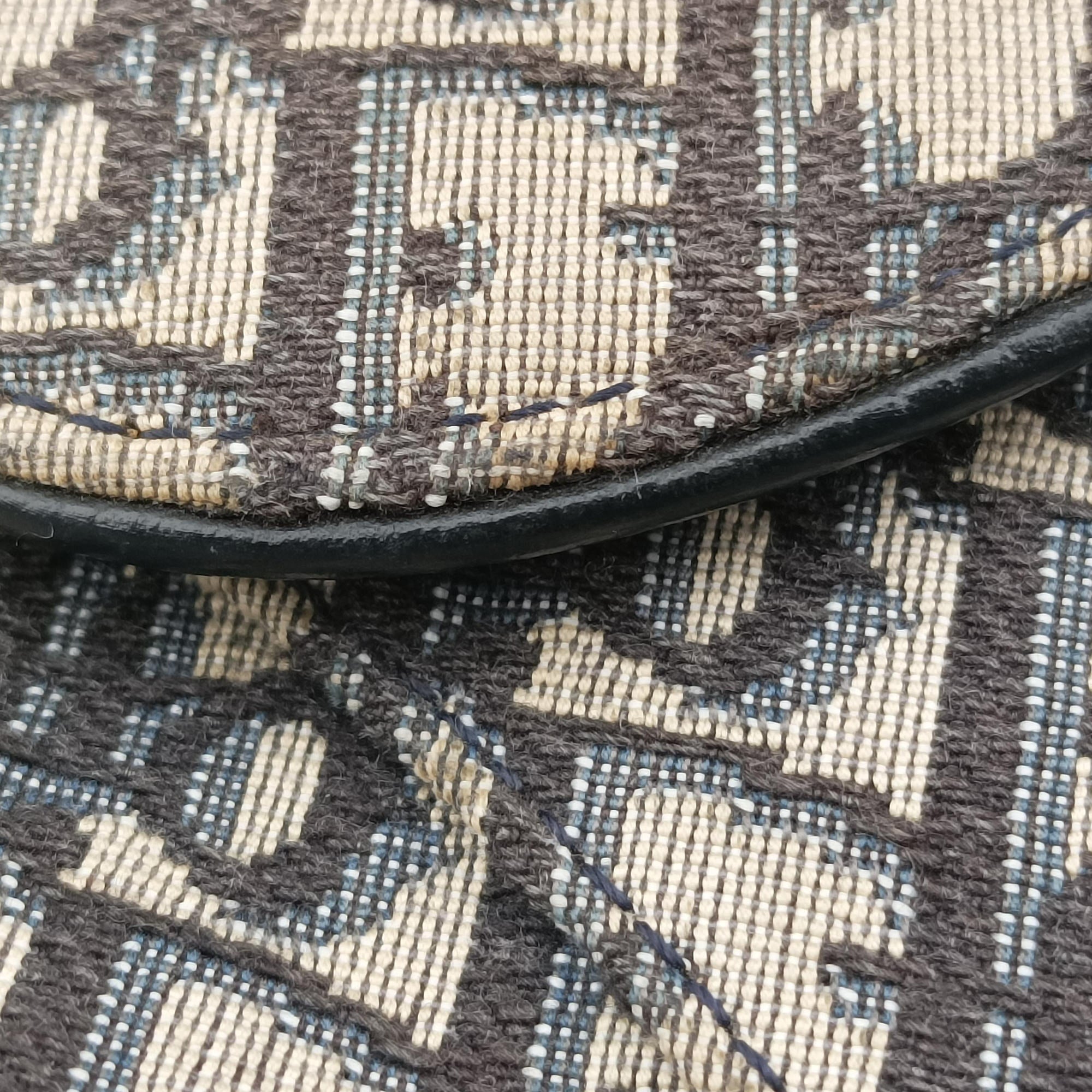 Vintage Christian Dior saddle Navy×Gray Jacquard×Leather  bum bag/waist bag | stylenewstar