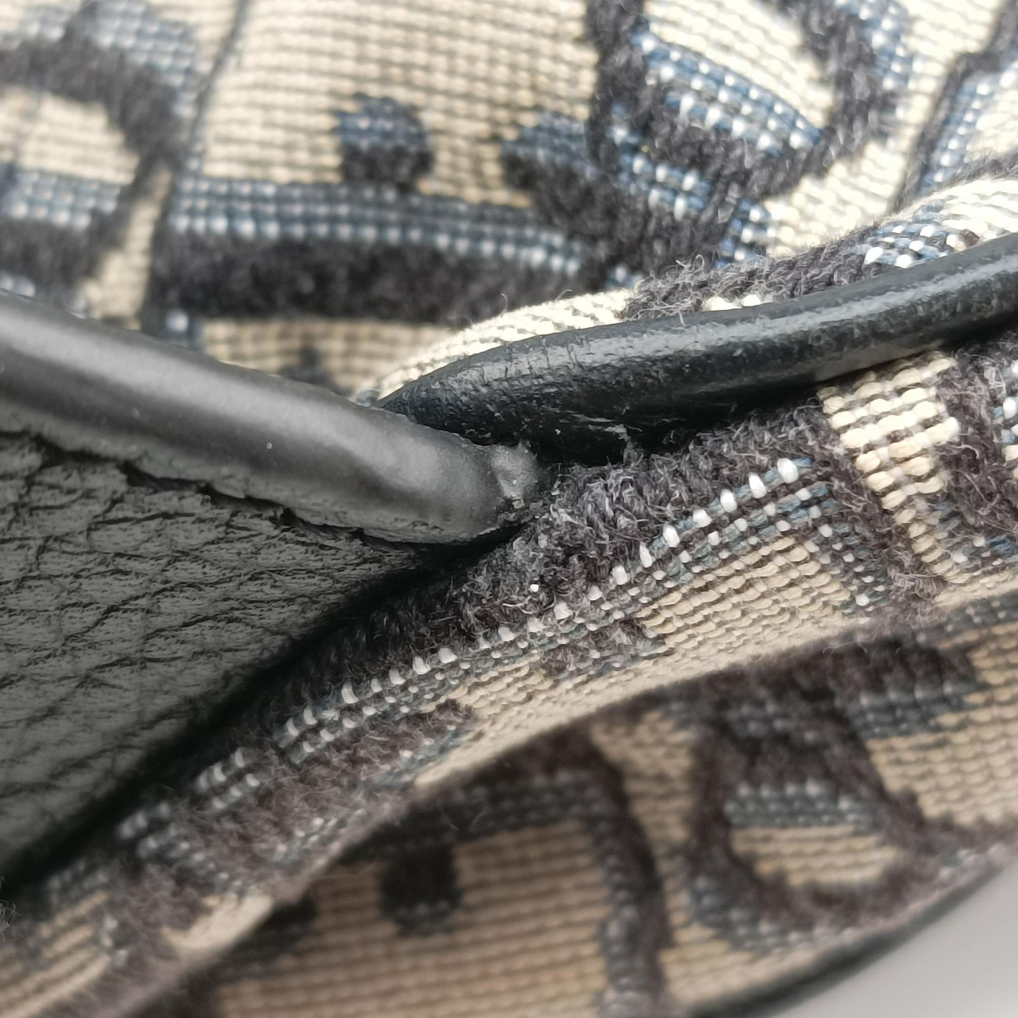 Vintage Christian Dior saddle Navy×Gray Jacquard×Leather  bum bag/waist bag | stylenewstar