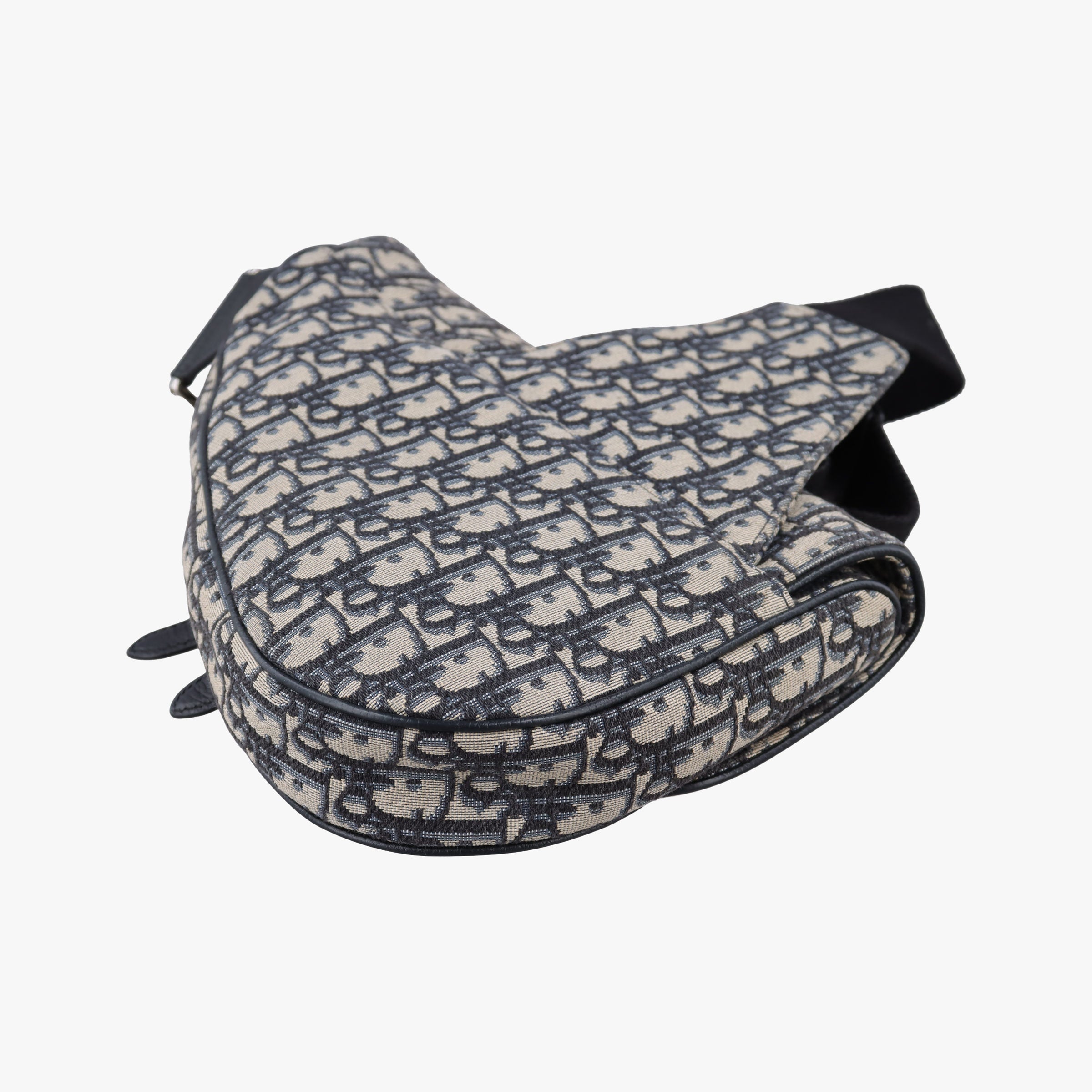 Vintage Christian Dior saddle Navy×Gray Jacquard×Leather  bum bag/waist bag | stylenewstar