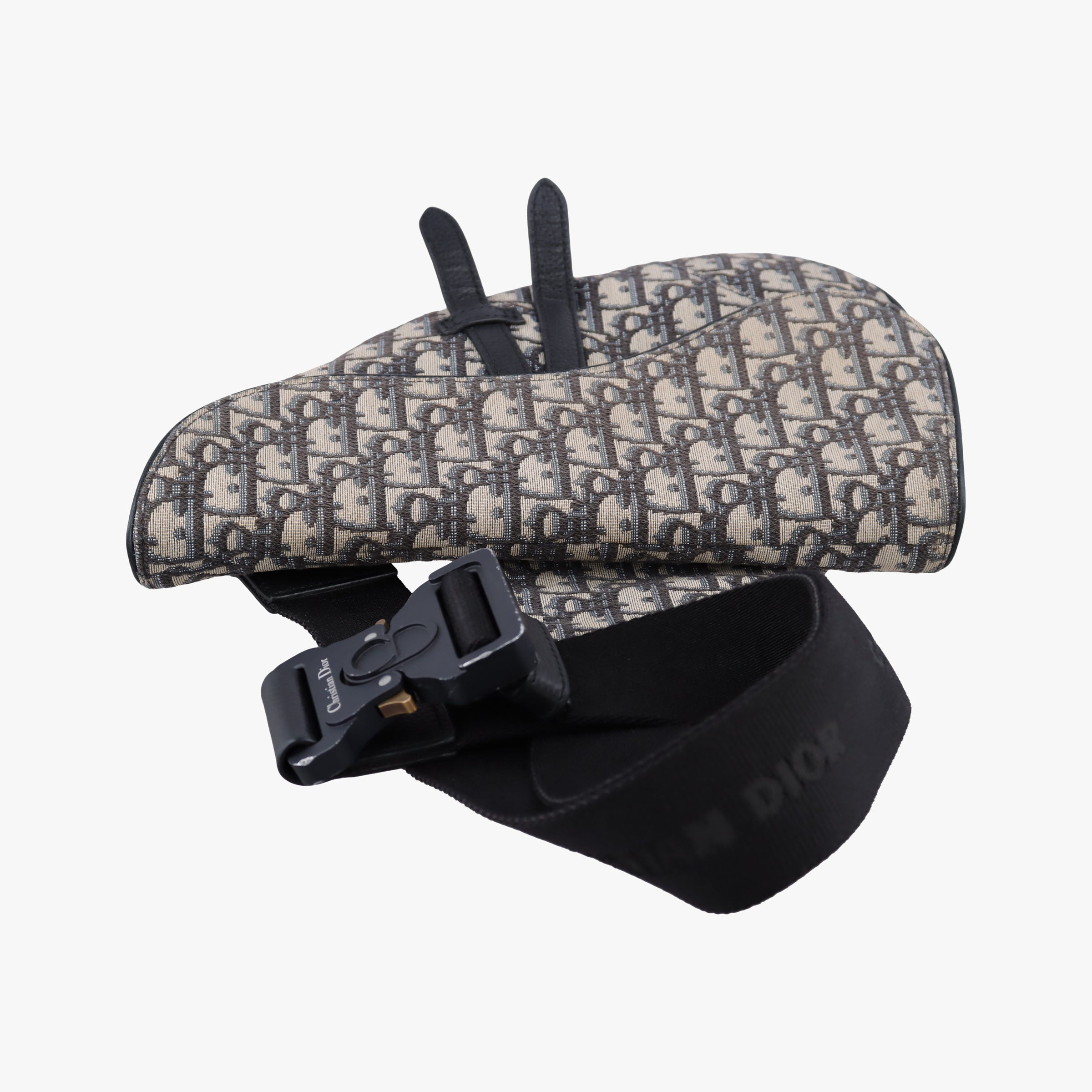 Vintage Christian Dior saddle Navy×Gray Jacquard×Leather  bum bag/waist bag | stylenewstar