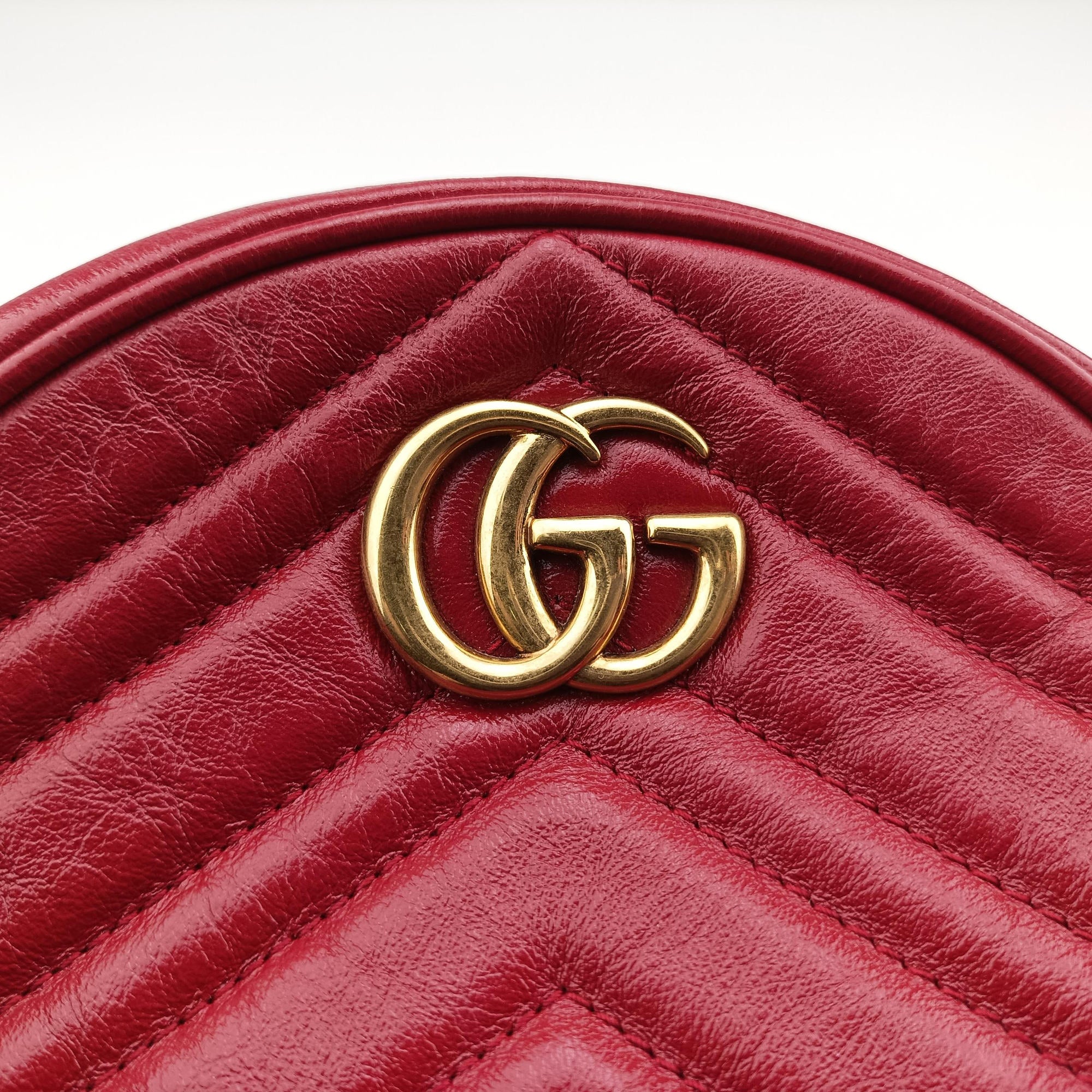 Secondhand Gucci GG Marmont Red Leather 550154 shoulderbag | stylenewstar