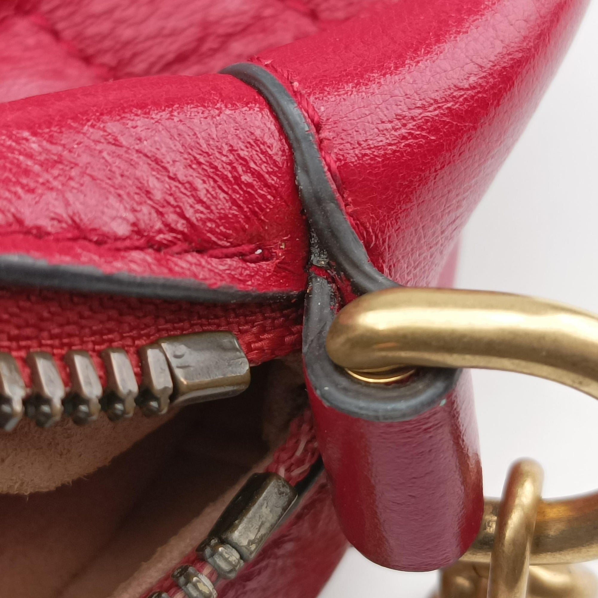 Secondhand Gucci GG Marmont Red Leather 550154 shoulderbag | stylenewstar