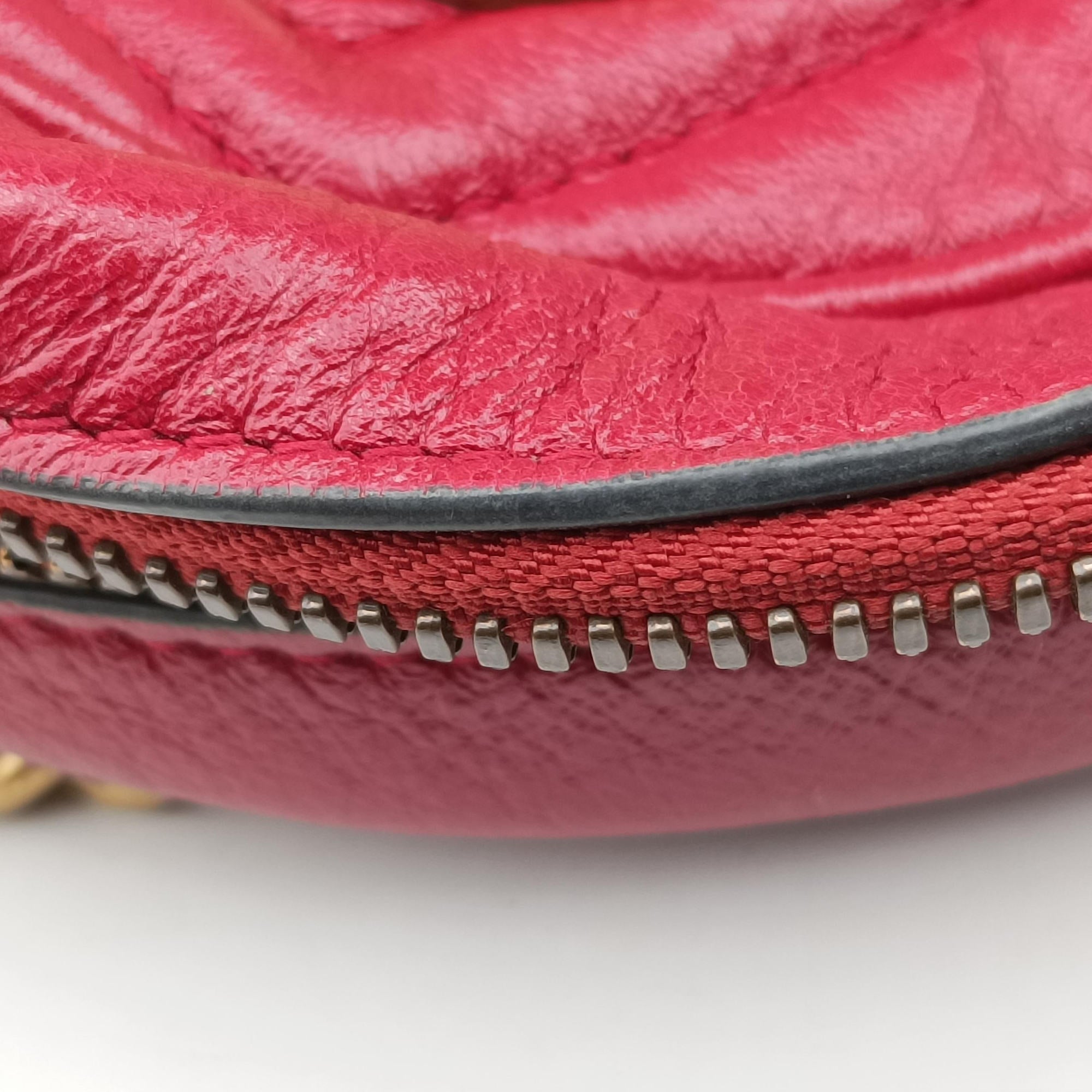 Secondhand Gucci GG Marmont Red Leather 550154 shoulderbag | stylenewstar