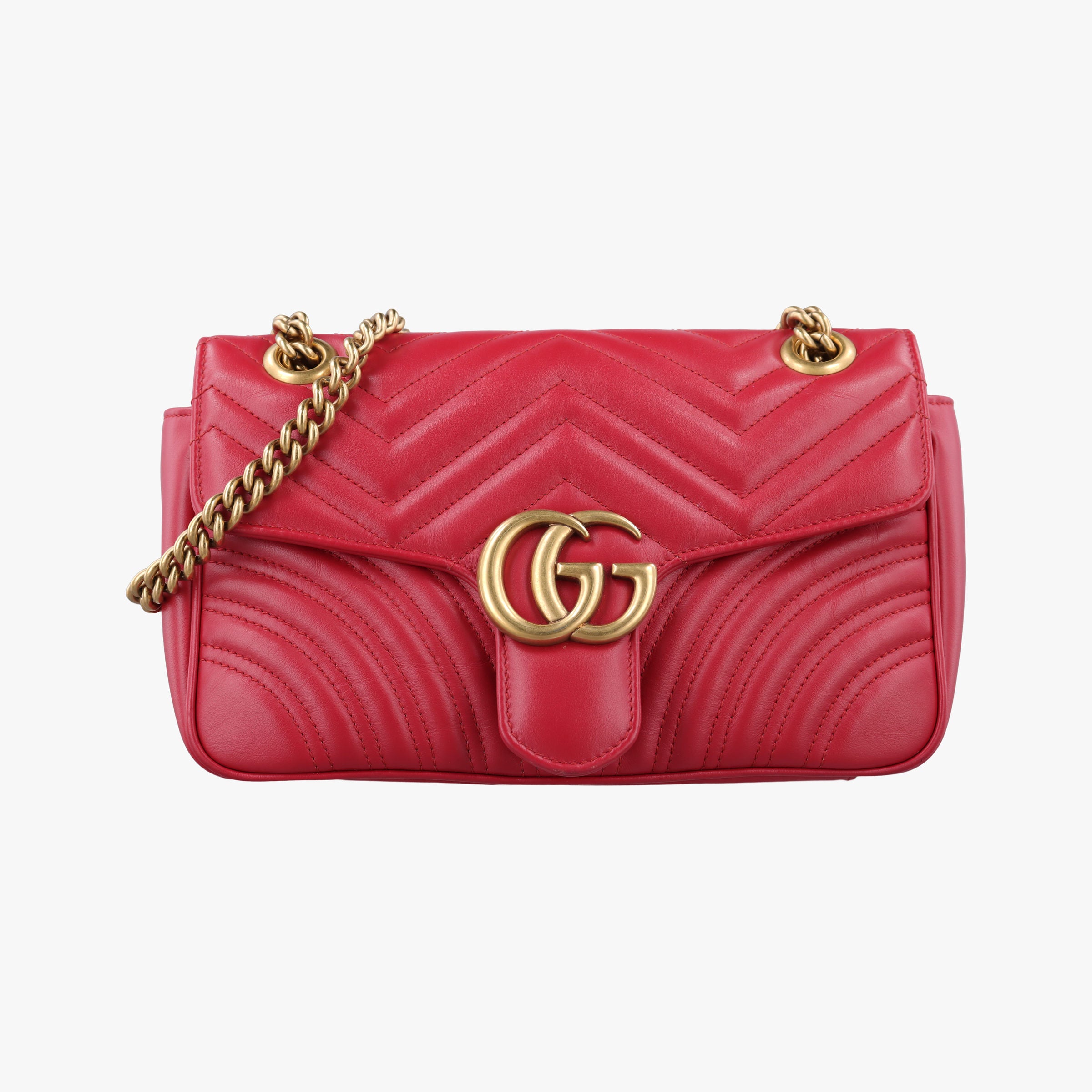 Pre-owned Gucci GG Marmont Red Leather 443497 shoulderbag | stylenewstar