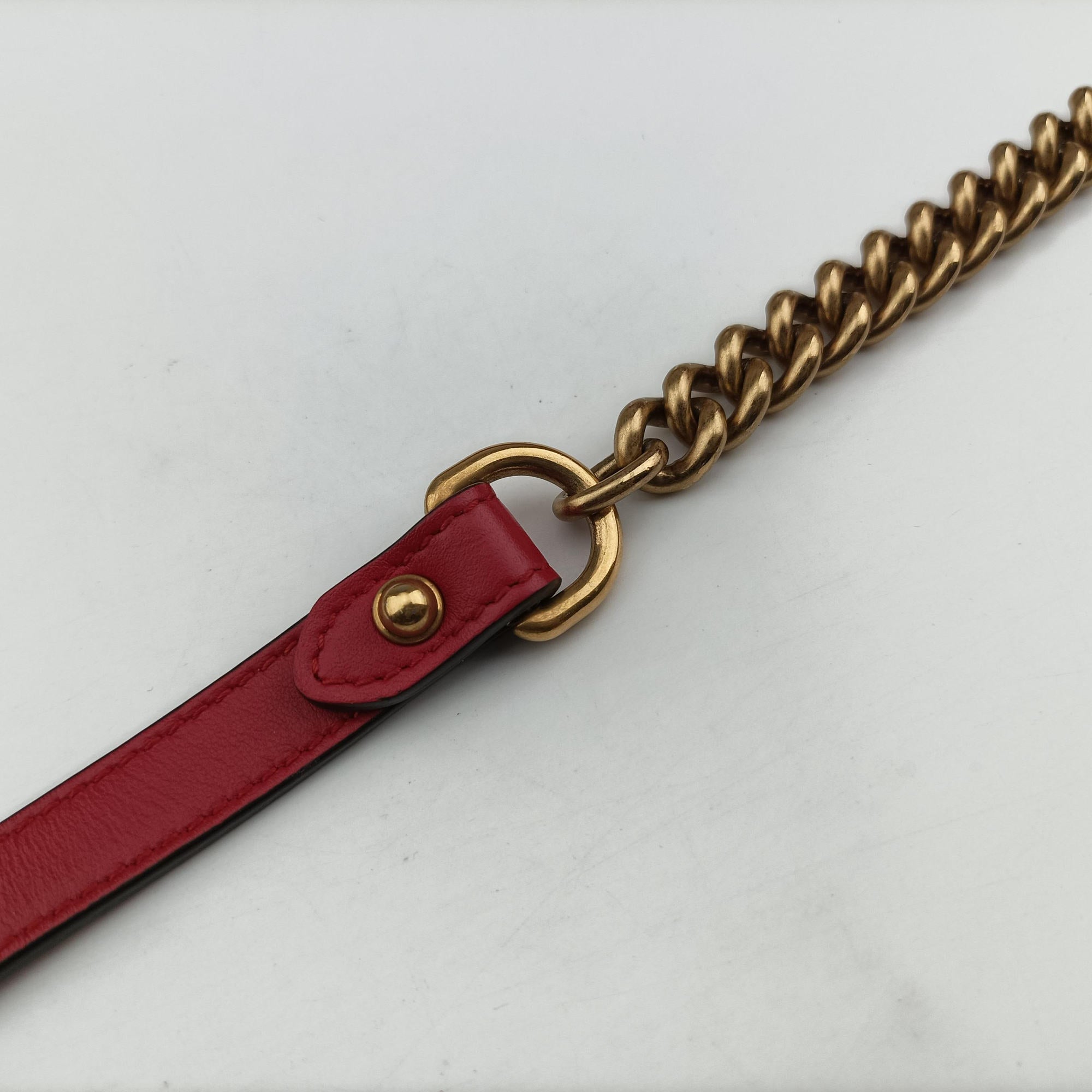 Pre-owned Gucci GG Marmont Red Leather 443497 shoulderbag | stylenewstar