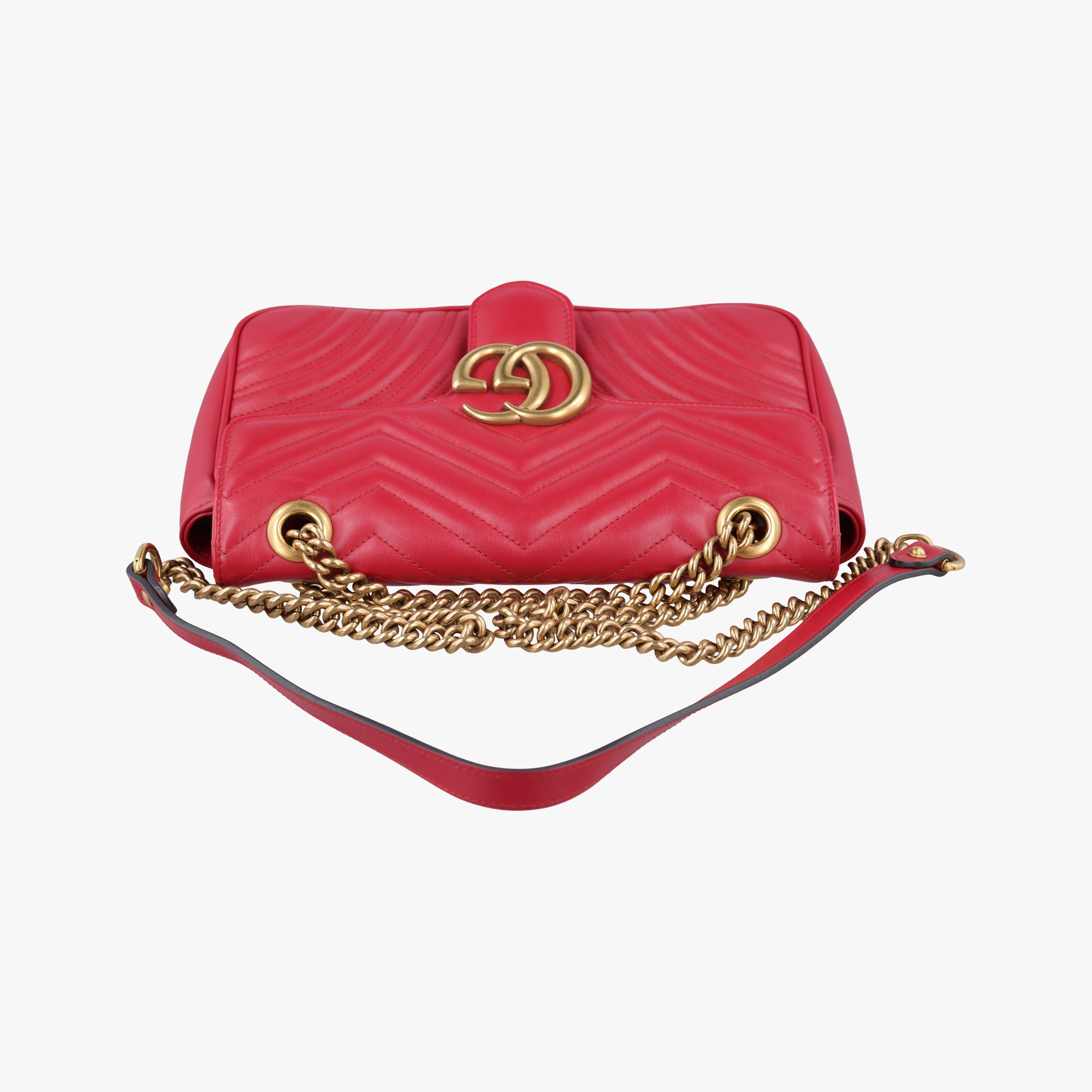 Pre-owned Gucci GG Marmont Red Leather 443497 shoulderbag | stylenewstar