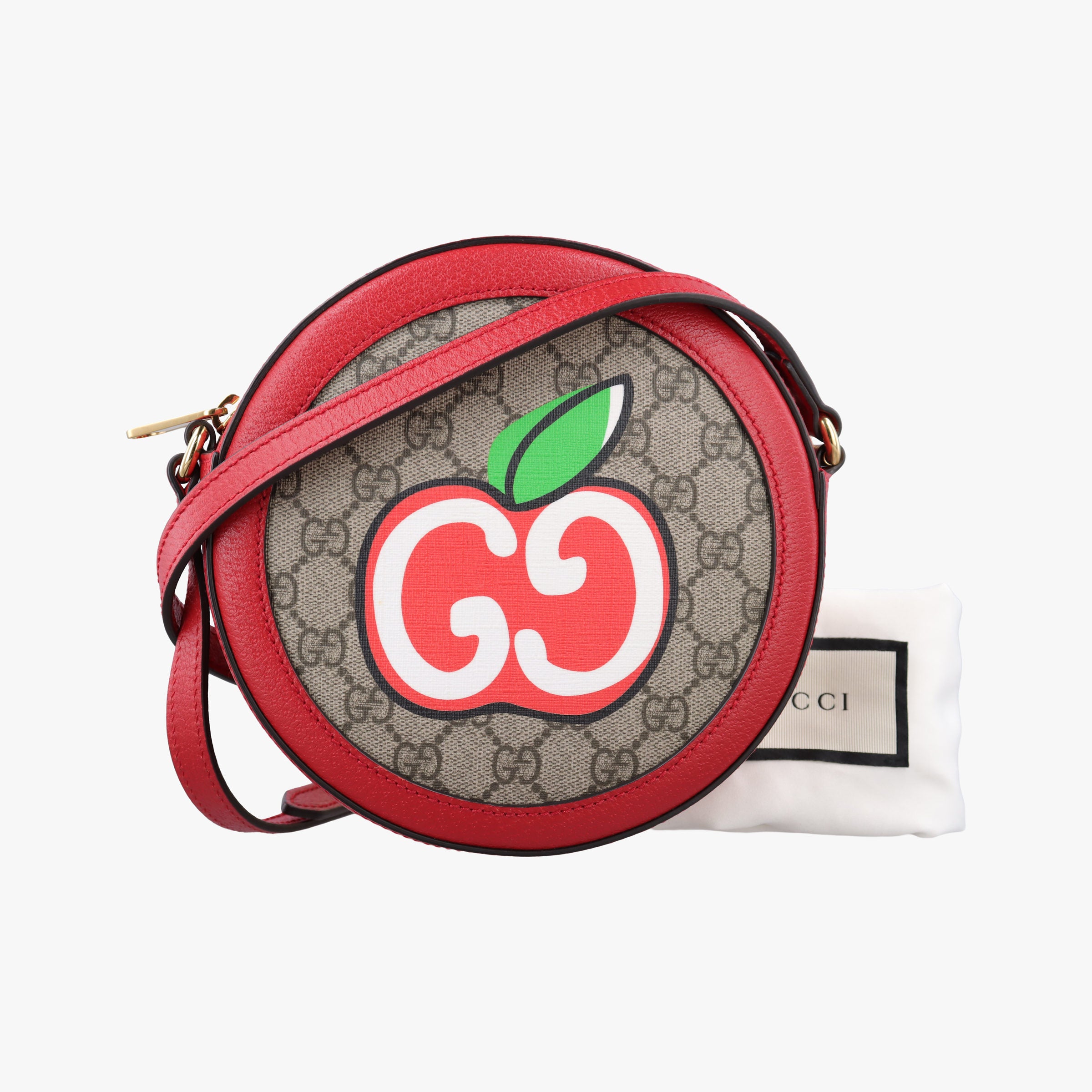 Pre-owned Gucci GG supreme Apple Red×beige PVC coated canvas×Leather 625216 shoulderbag | stylenewstar