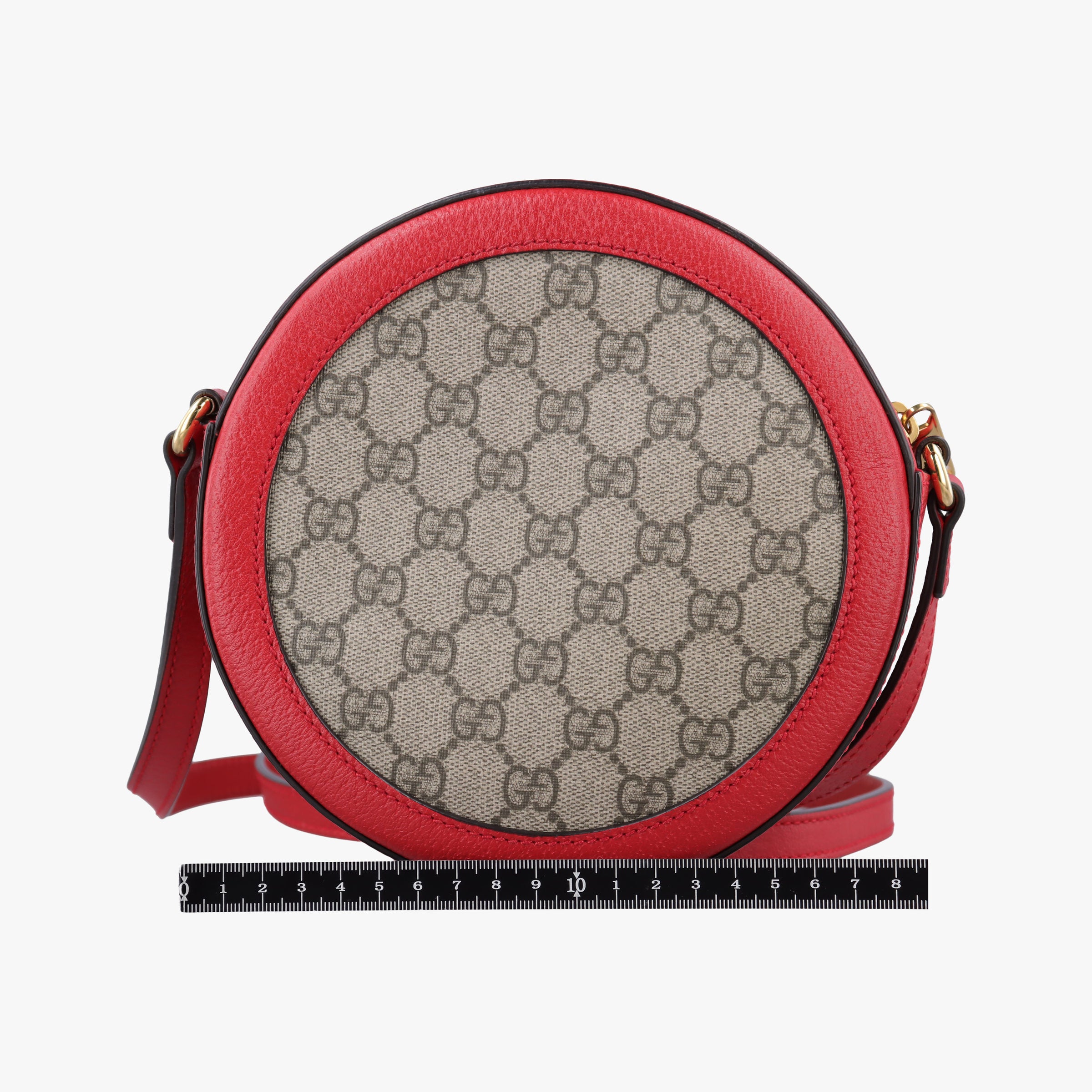 Pre-owned Gucci GG supreme Apple Red×beige PVC coated canvas×Leather 625216 shoulderbag | stylenewstar