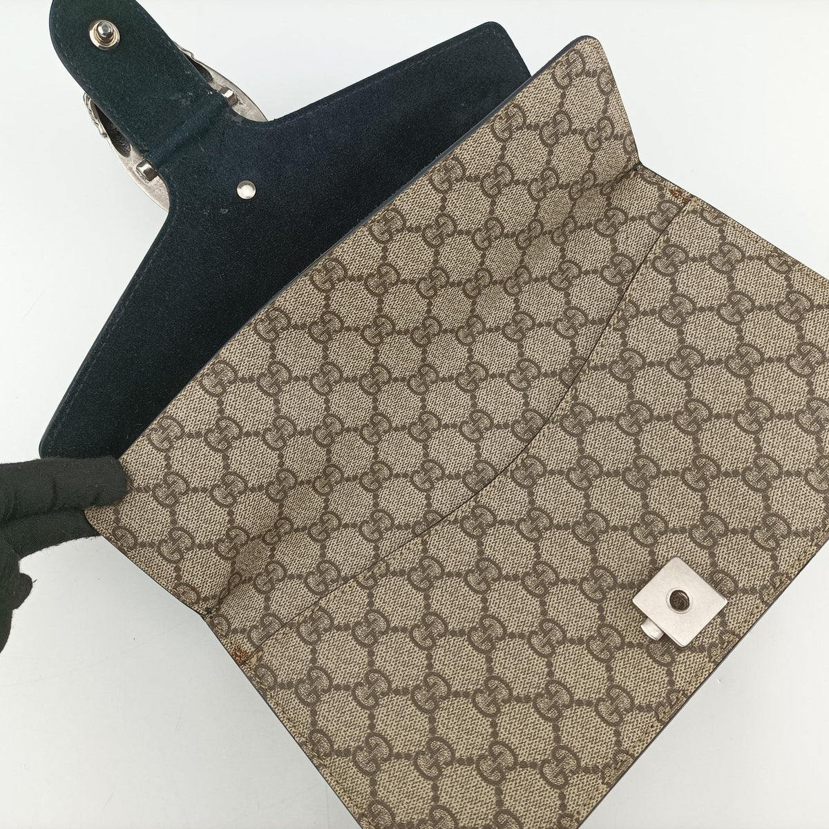 Pre-owned Gucci Dionysus beige×black PVC coated canvas x Suede 400249 shoulderbag | stylenewstar