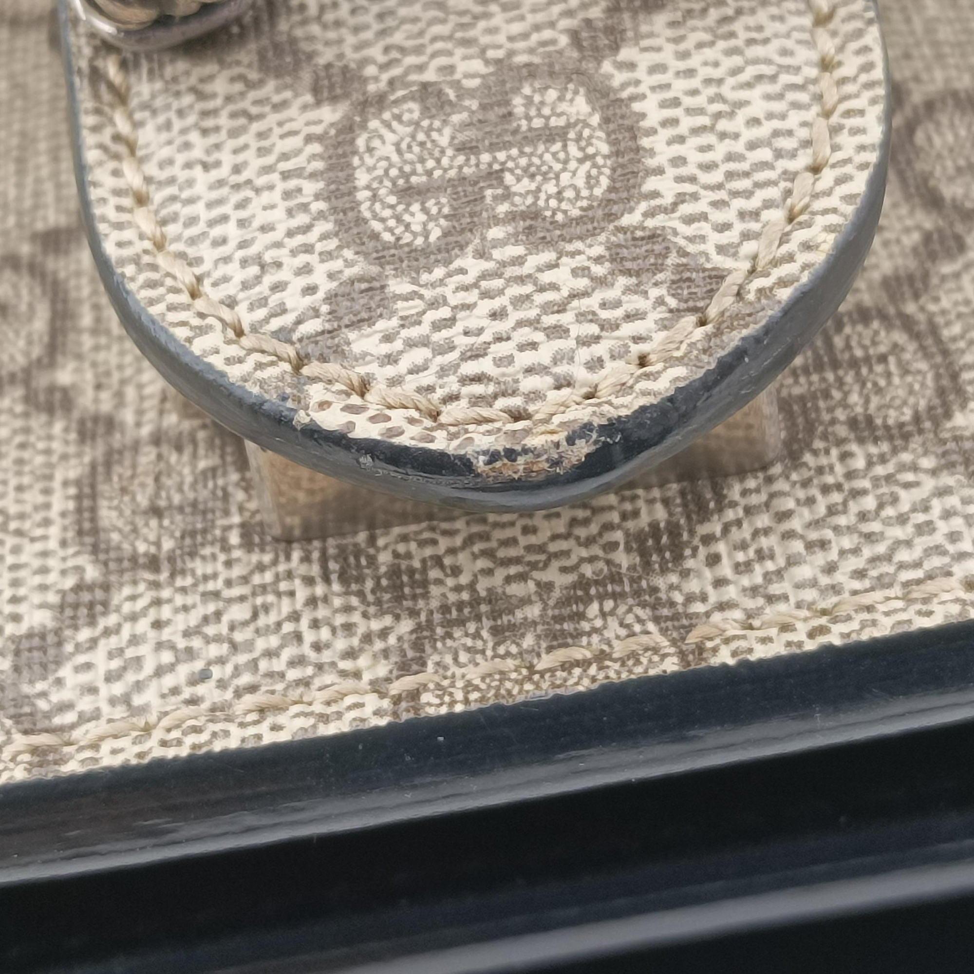 Pre-owned Gucci Dionysus beige×black PVC coated canvas x Suede 400249 shoulderbag | stylenewstar