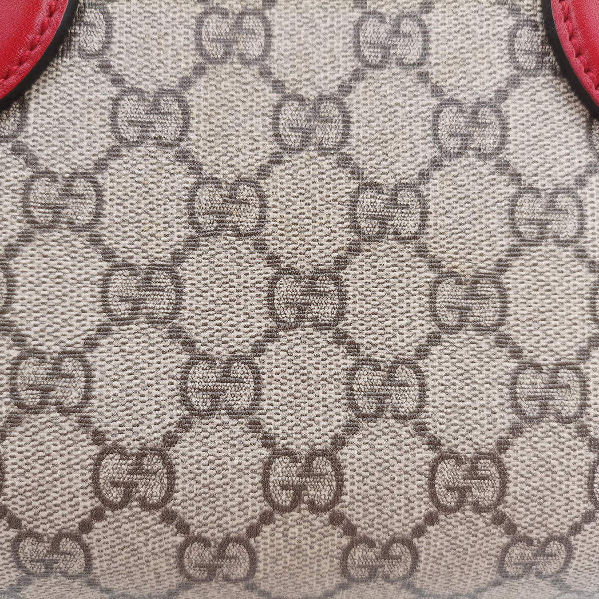 Pre-owned Gucci GG SUPREME beige×red×pink PVC coated canvas×Leather 409529 shoulderbag | stylenewstar