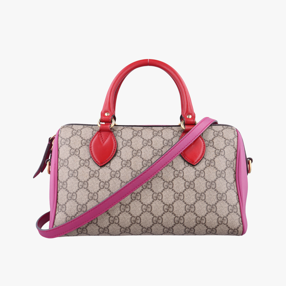 Secondhand Gucci GG SUPREME beige×red×pink PVC coated canvas×Leather 409529 shoulderbag | stylenewstar