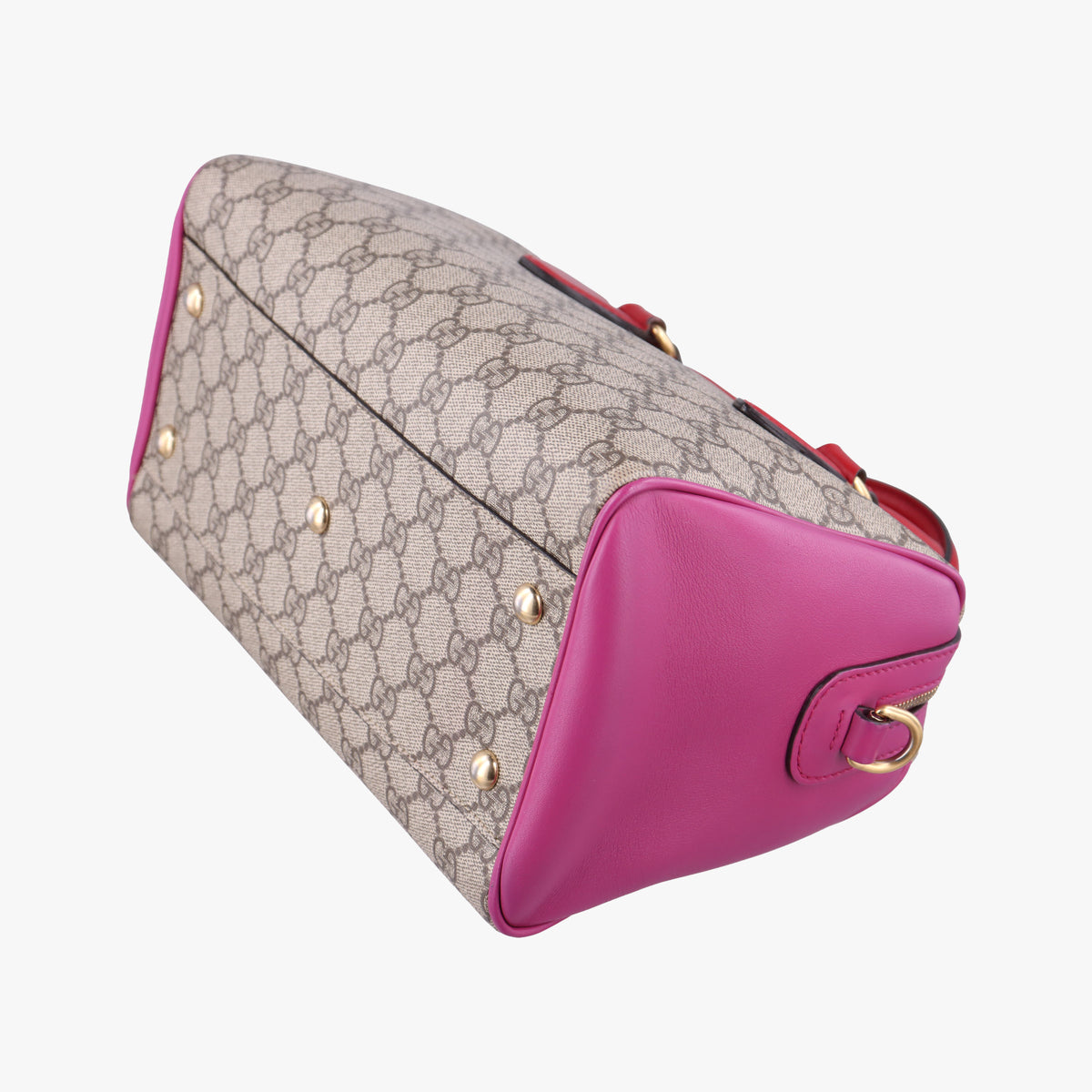 Secondhand Gucci GG SUPREME beige×red×pink PVC coated canvas×Leather 409529 shoulderbag | stylenewstar