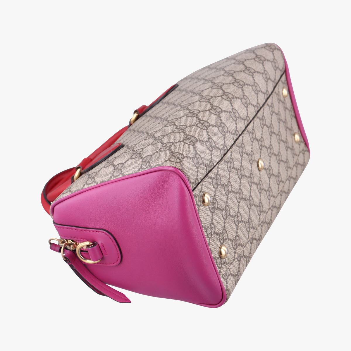 Secondhand Gucci GG SUPREME beige×red×pink PVC coated canvas×Leather 409529 shoulderbag | stylenewstar