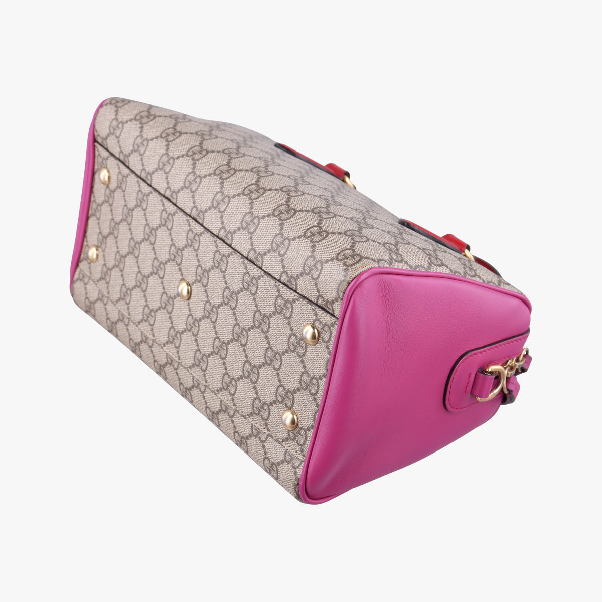 Secondhand Gucci GG SUPREME beige×red×pink PVC coated canvas×Leather 409529 shoulderbag | stylenewstar
