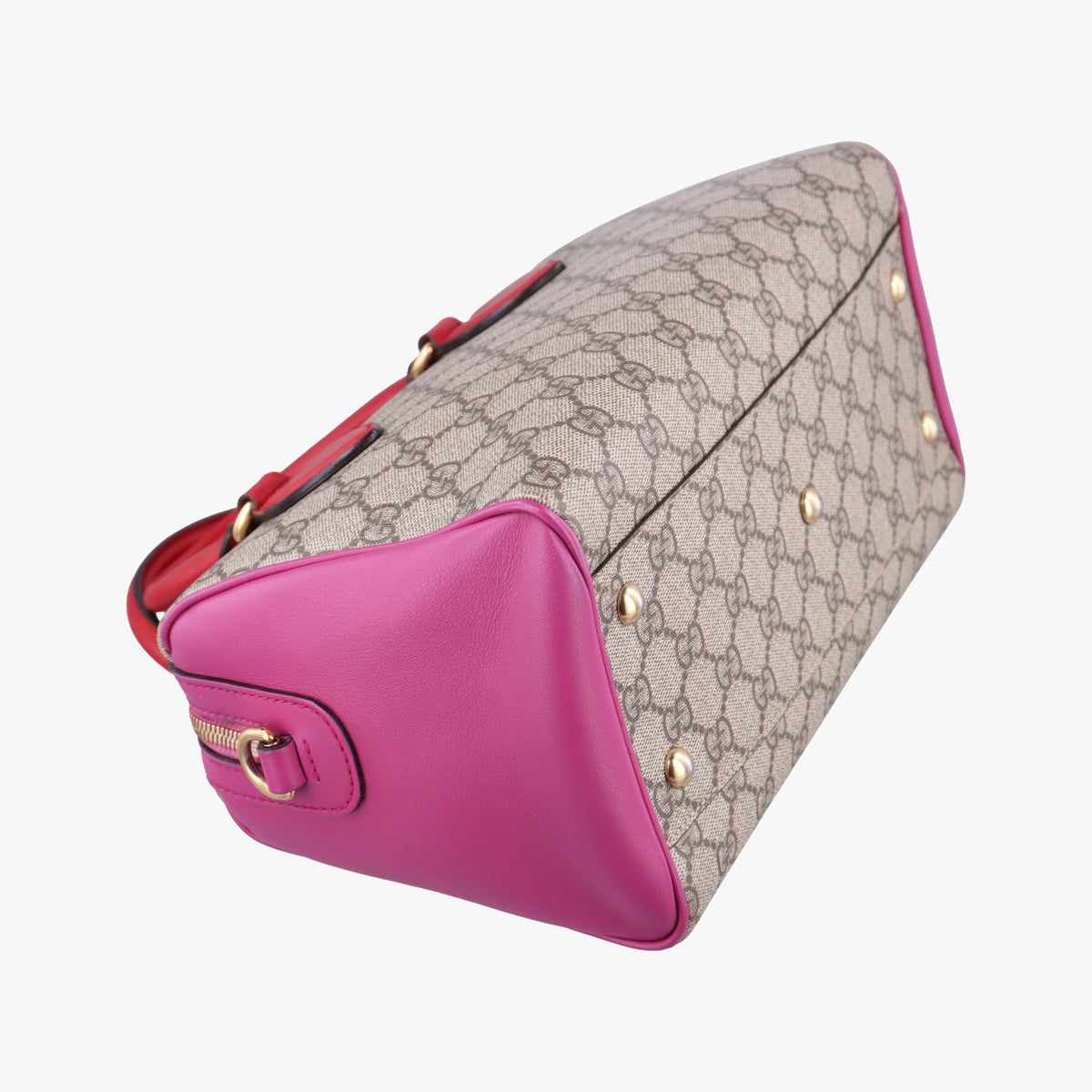 Secondhand Gucci GG SUPREME beige×red×pink PVC coated canvas×Leather 409529 shoulderbag | stylenewstar