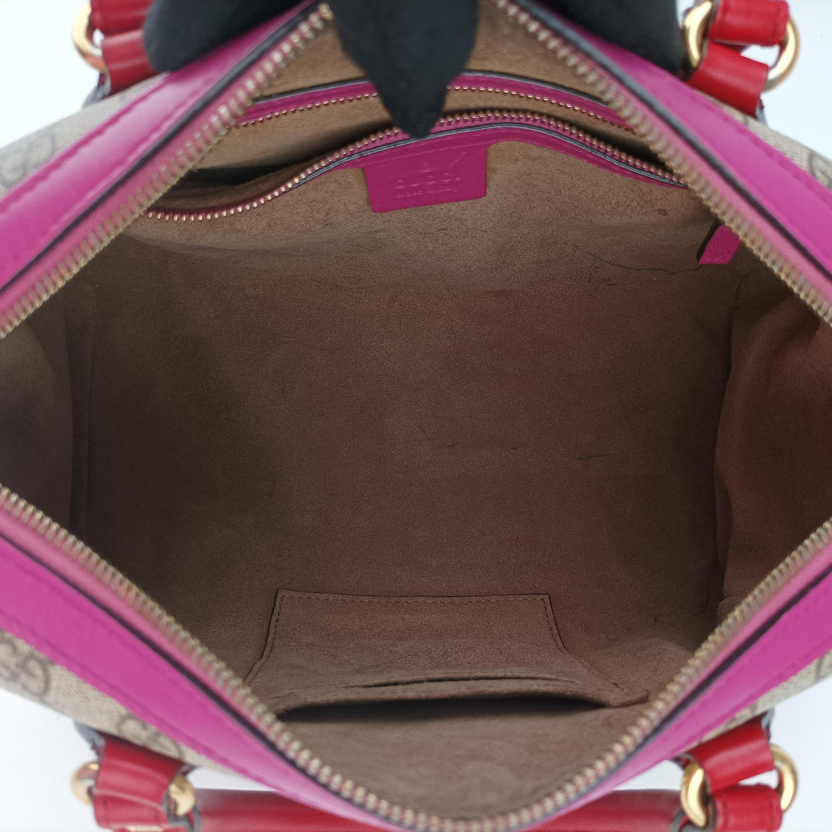 Secondhand Gucci GG SUPREME beige×red×pink PVC coated canvas×Leather 409529 shoulderbag | stylenewstar