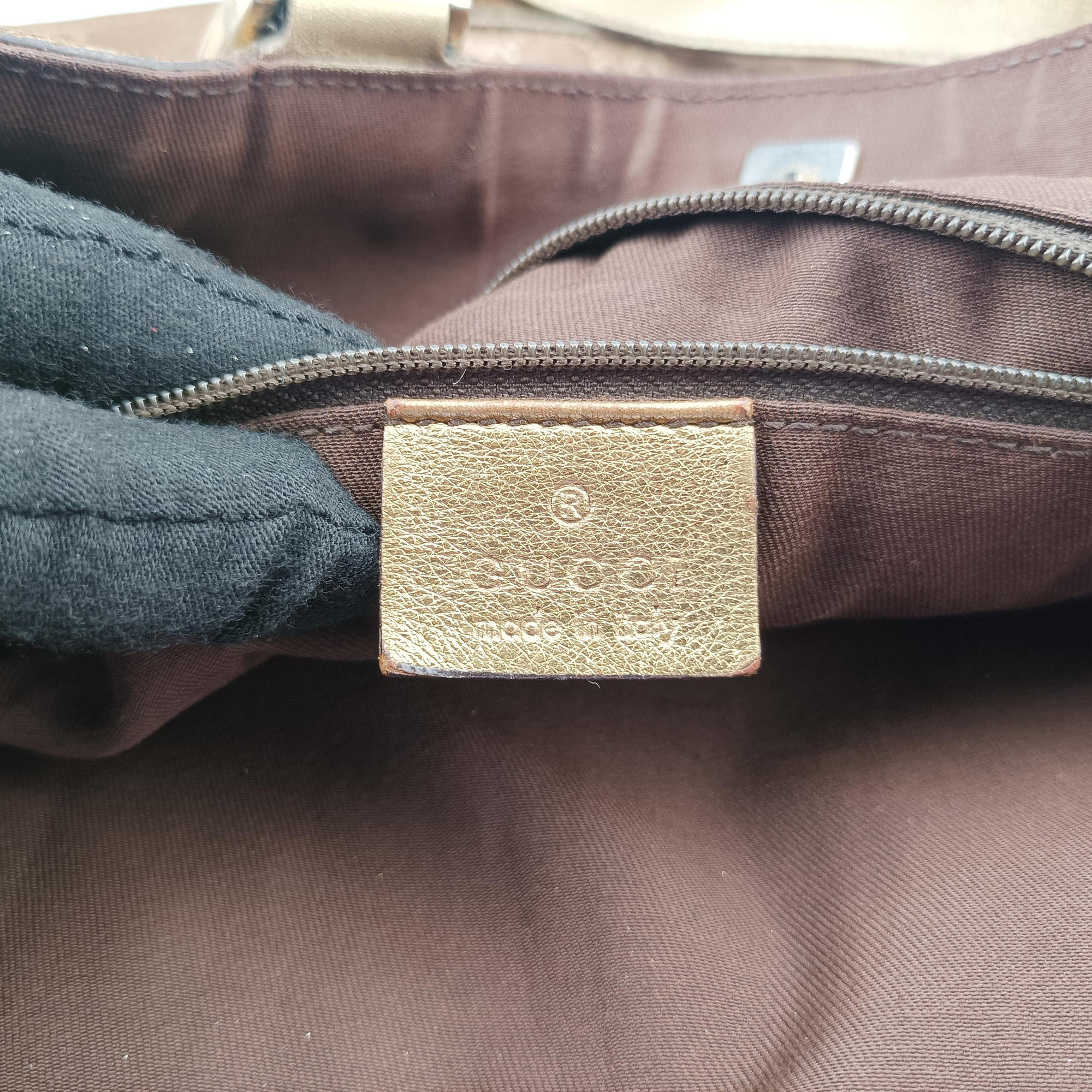 Vintage Gucci Abbey line Brown × Gold Leather×canvas 141472 shoulderbag | stylenewstar