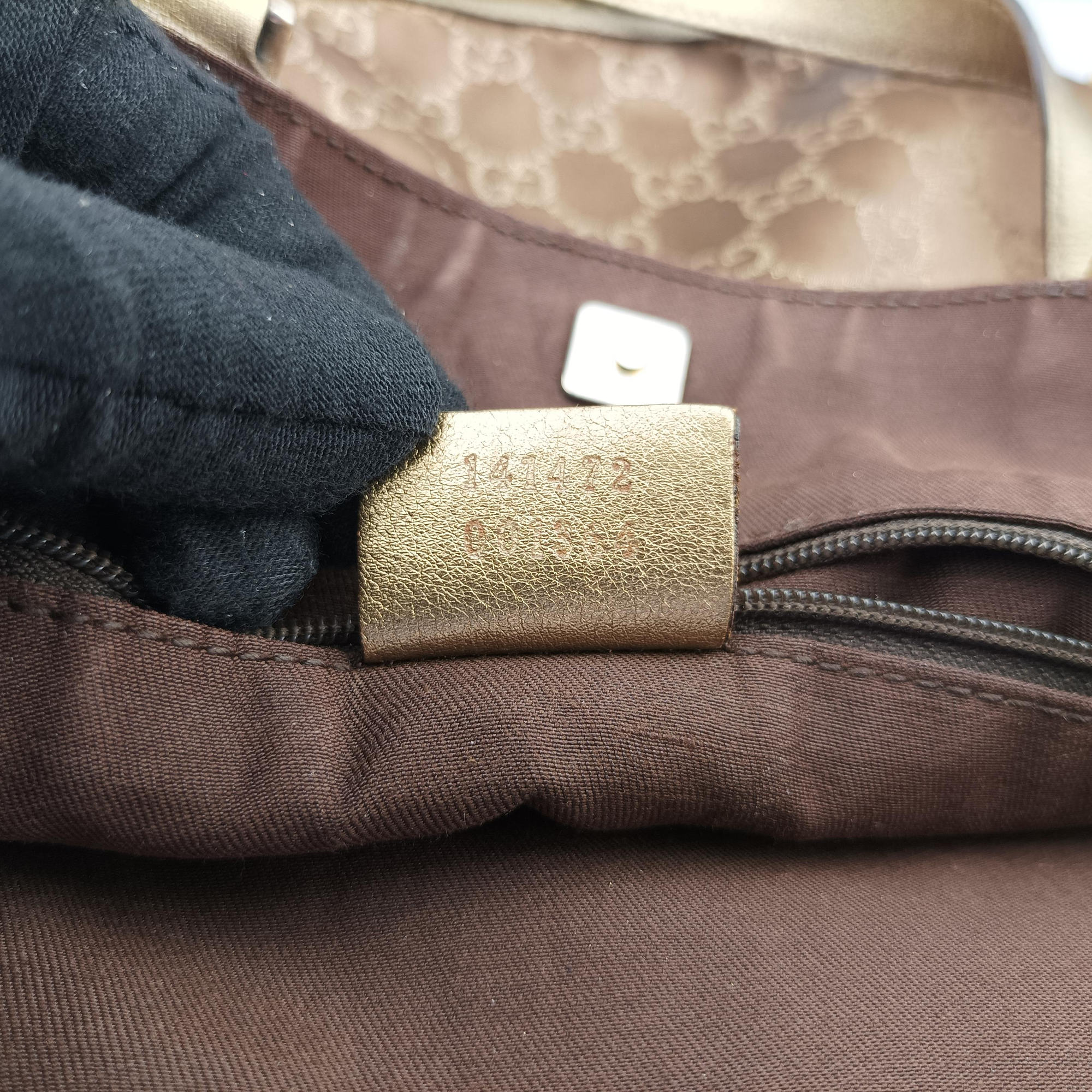 Vintage Gucci Abbey line Brown × Gold Leather×canvas 141472 shoulderbag | stylenewstar