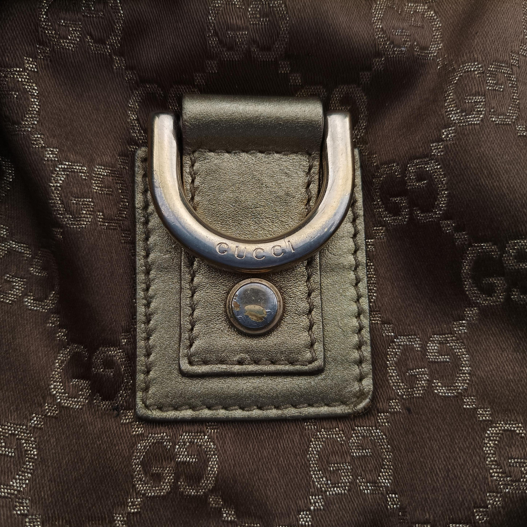 Vintage Gucci Abbey line Brown × Gold Leather×canvas 141472 shoulderbag | stylenewstar