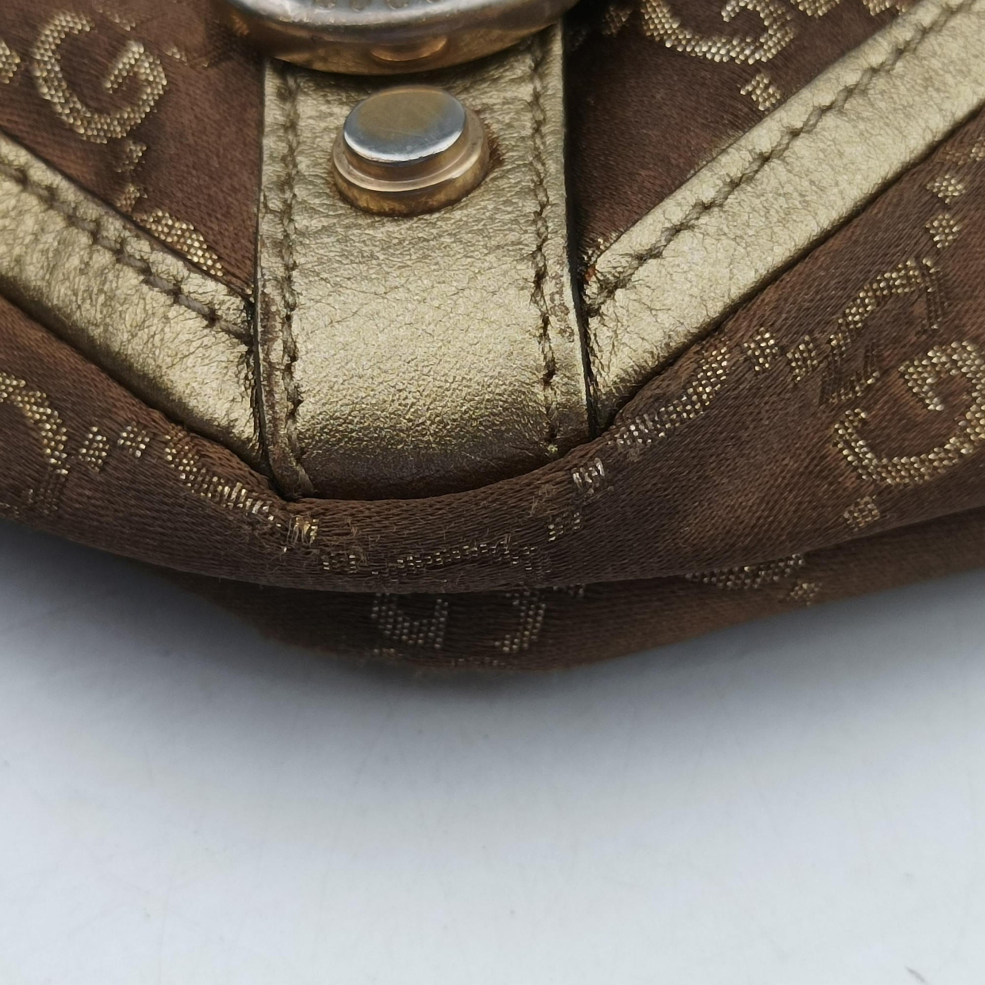 Vintage Gucci Abbey line Brown × Gold Leather×canvas 141472 shoulderbag | stylenewstar