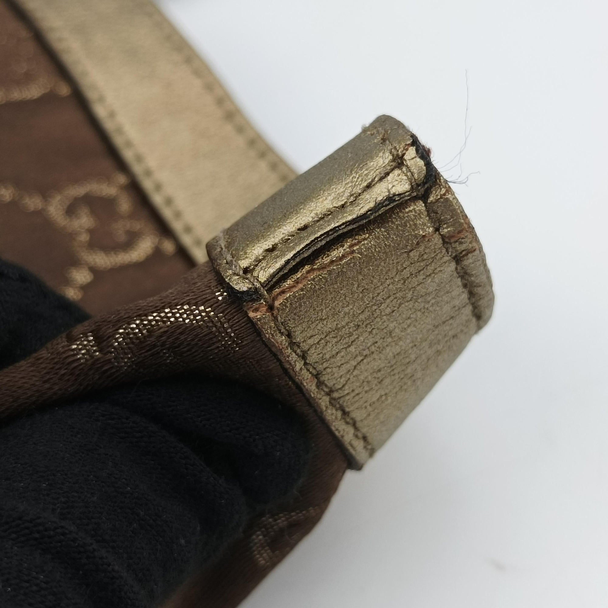 Vintage Gucci Abbey line Brown × Gold Leather×canvas 141472 shoulderbag | stylenewstar