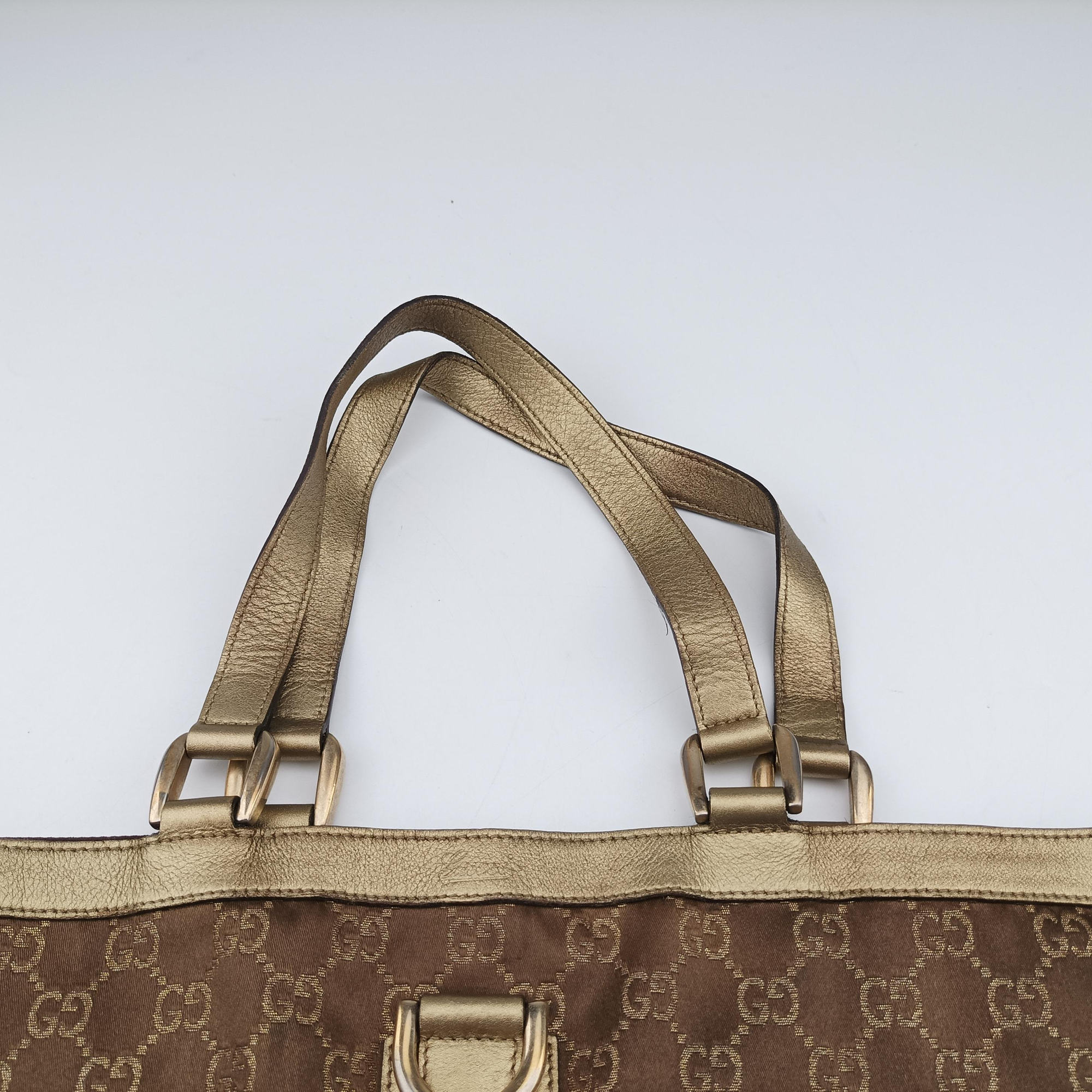 Vintage Gucci Abbey line Brown × Gold Leather×canvas 141472 shoulderbag | stylenewstar