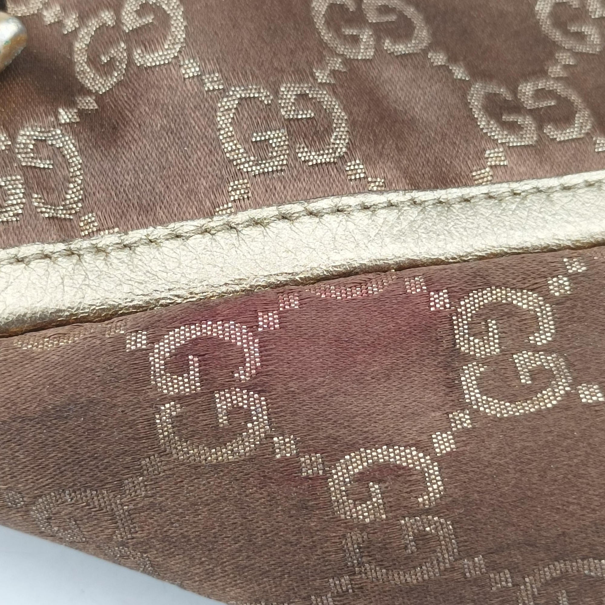 Vintage Gucci Abbey line Brown × Gold Leather×canvas 141472 shoulderbag | stylenewstar