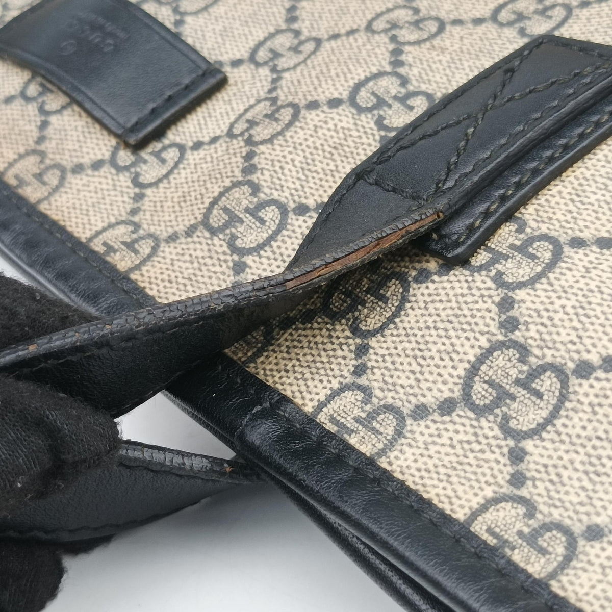 Pre-owned Gucci GG Supreme Brown×Navy PVC coated canvas×Leather 211137 shoulderbag | stylenewstar