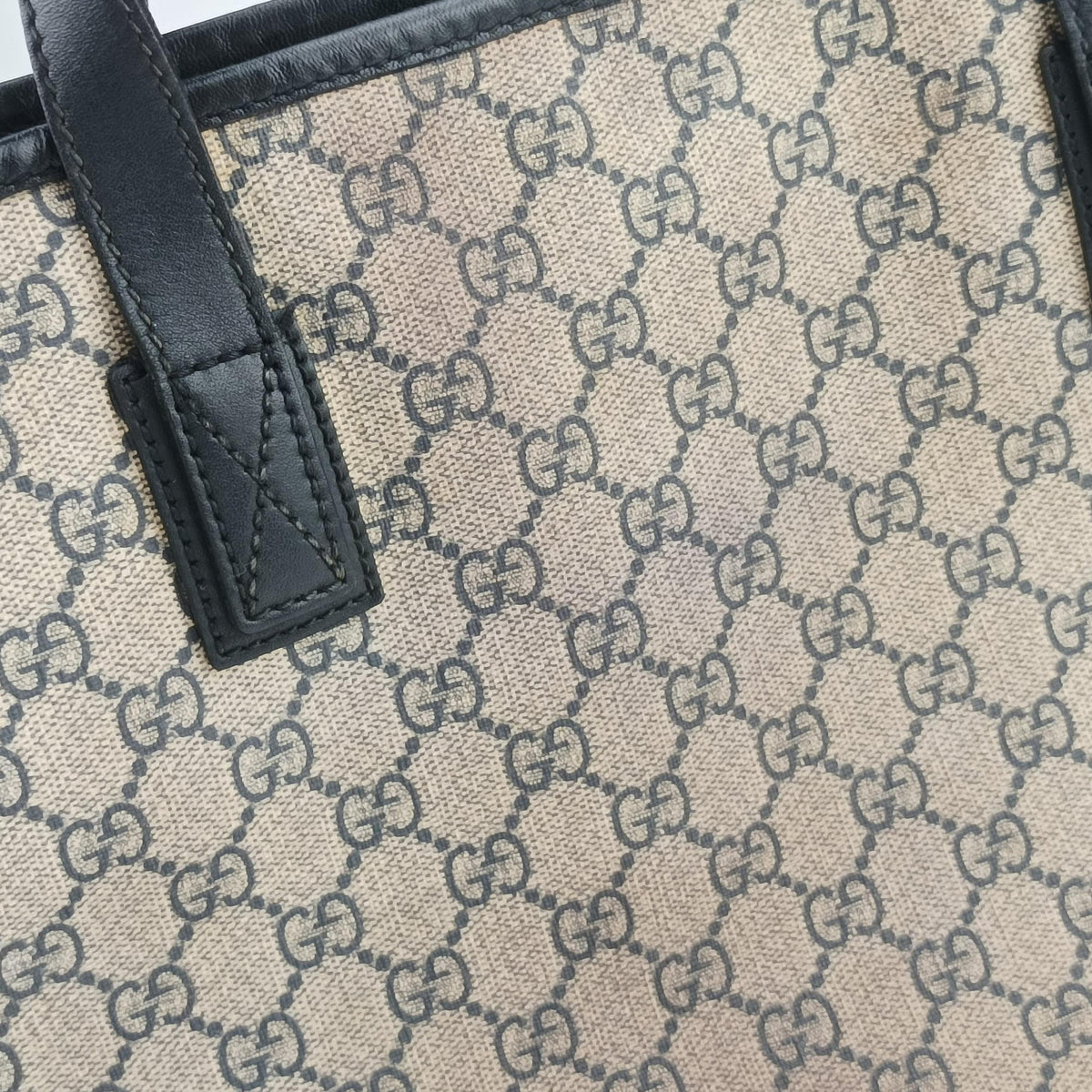 Pre-owned Gucci GG Supreme Brown×Navy PVC coated canvas×Leather 211137 shoulderbag | stylenewstar