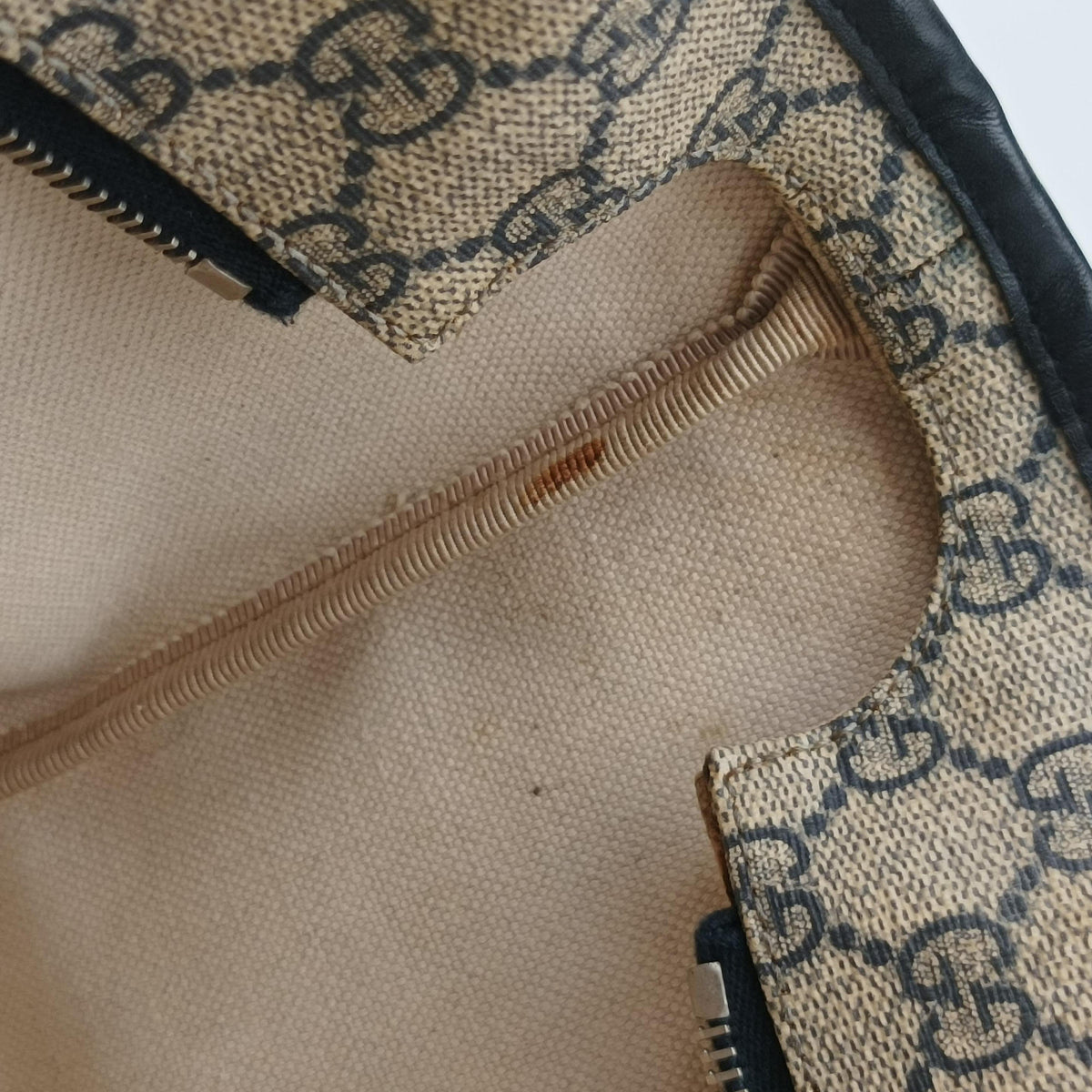 Pre-owned Gucci GG Supreme Brown×Navy PVC coated canvas×Leather 211137 shoulderbag | stylenewstar