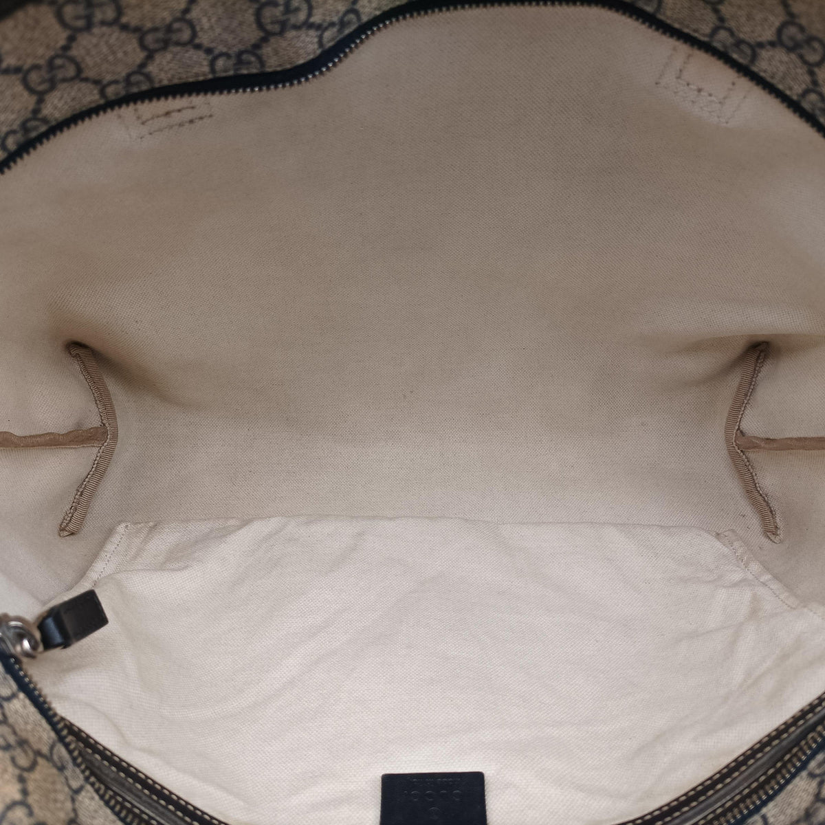 Pre-owned Gucci GG Supreme Brown×Navy PVC coated canvas×Leather 211137 shoulderbag | stylenewstar