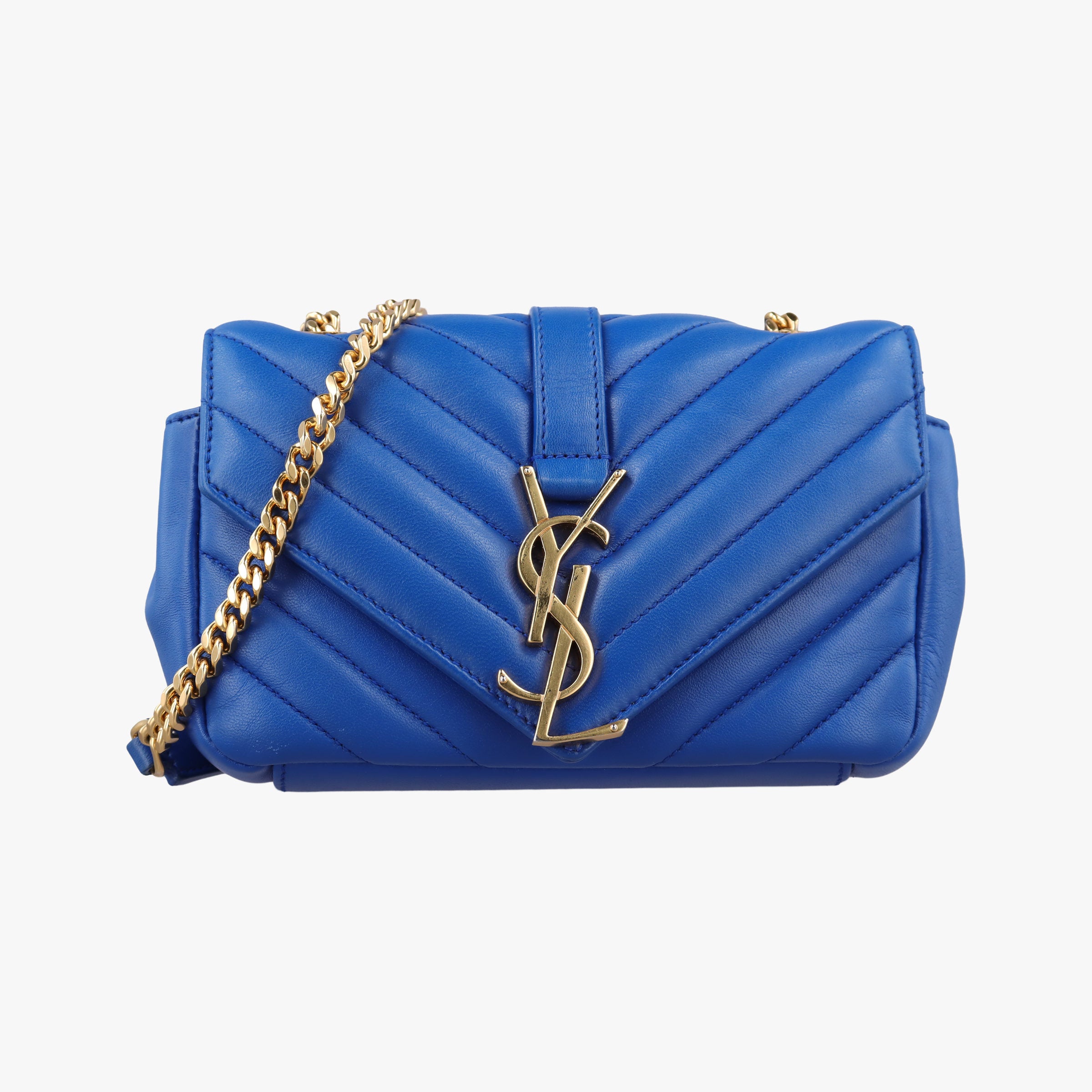 Pre-owned Yves Saint Laurent Baby Chai Blue Leather 399289 shoulderbag | stylenewstar