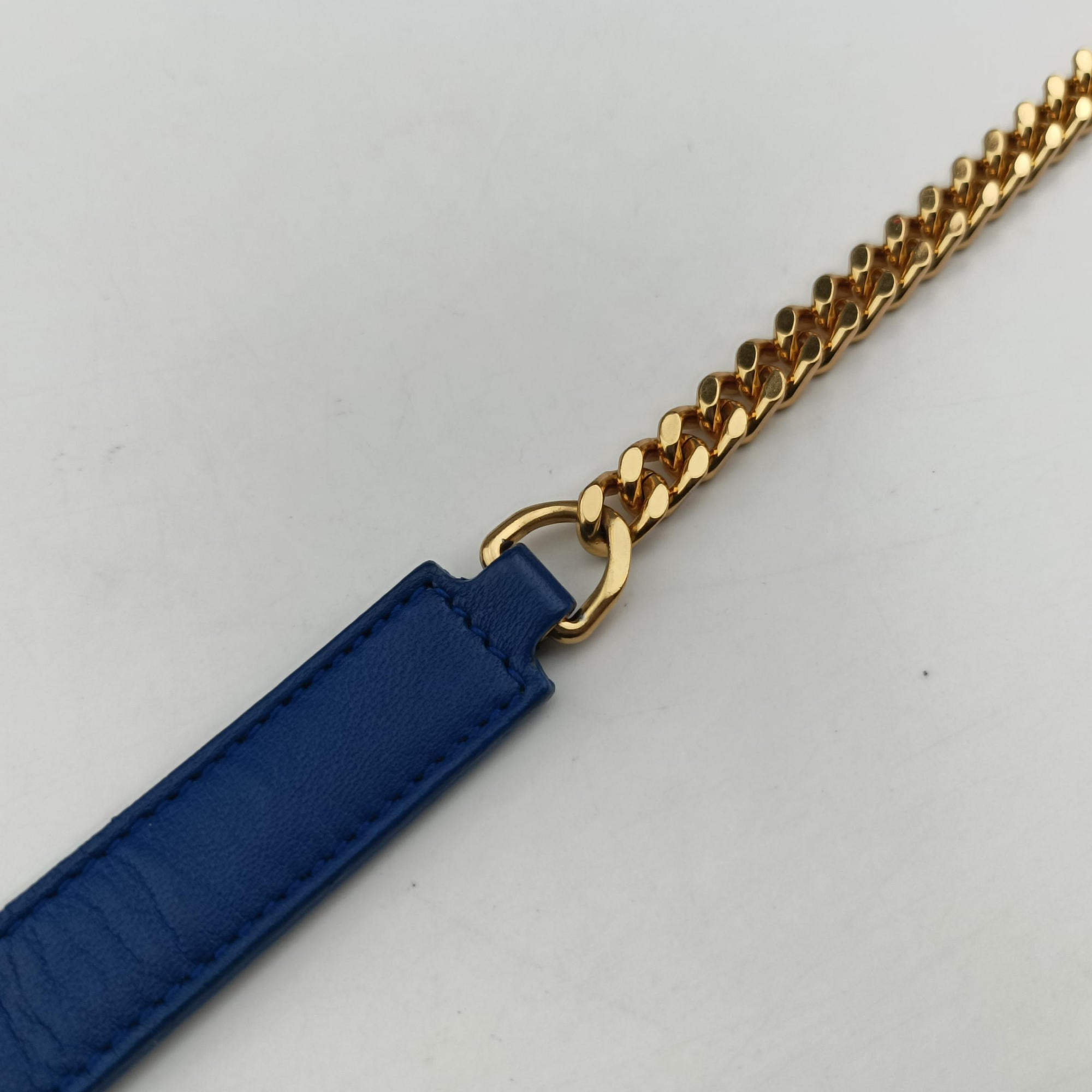 Pre-owned Yves Saint Laurent Baby Chai Blue Leather 399289 shoulderbag | stylenewstar