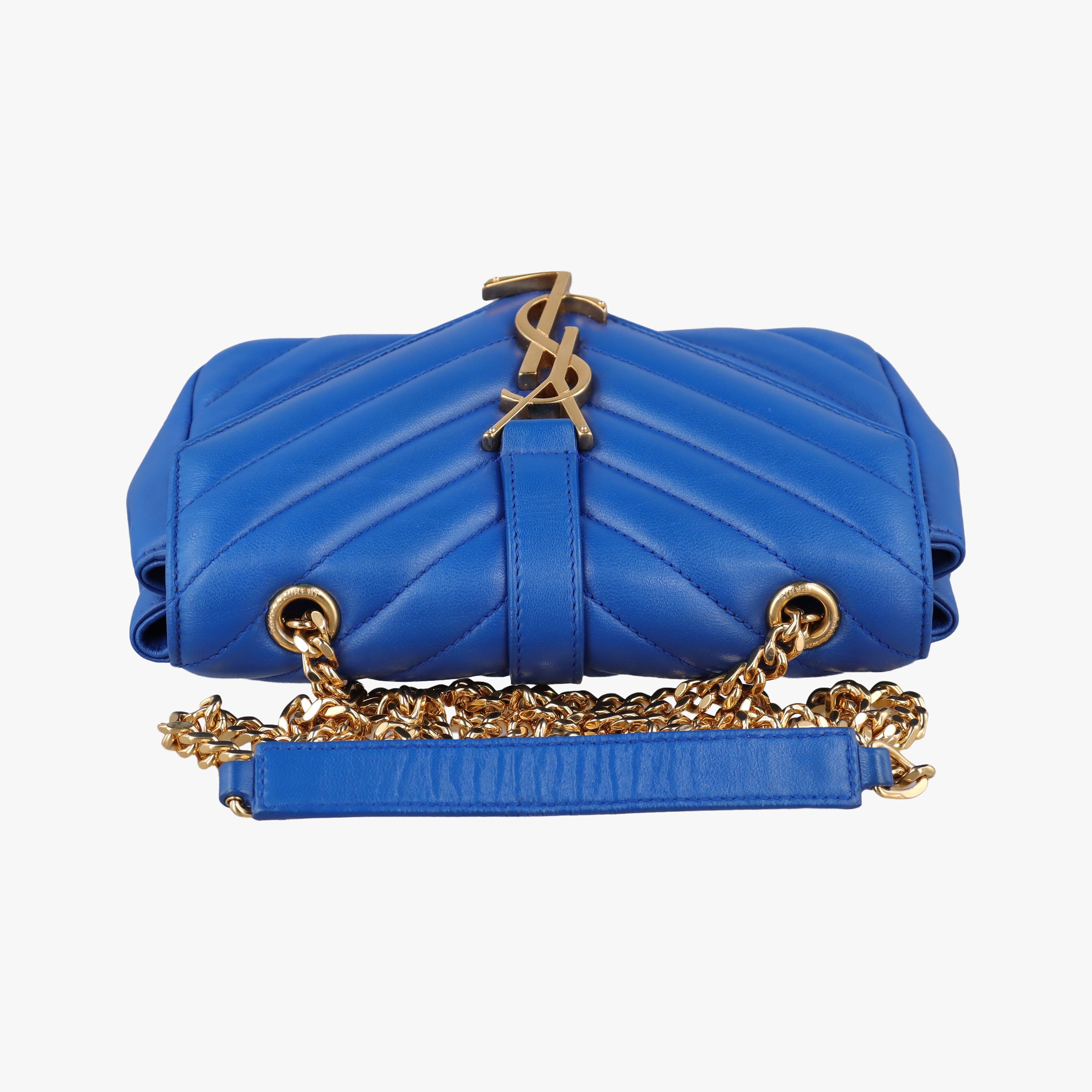 Pre-owned Yves Saint Laurent Baby Chai Blue Leather 399289 shoulderbag | stylenewstar
