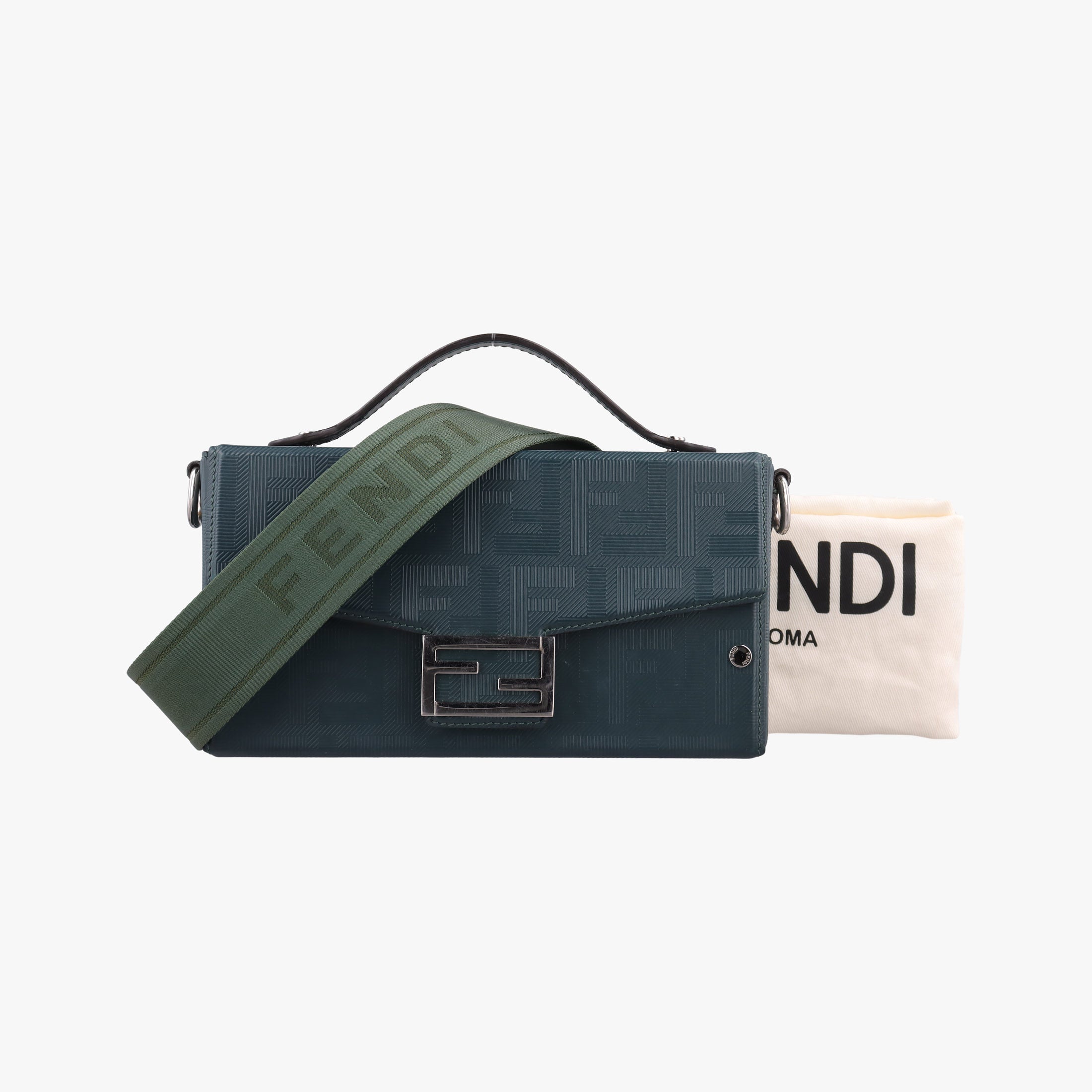 Pre-owned Fendi Soft Trunk Green Leather 7VA565 shoulderbag | stylenewstar