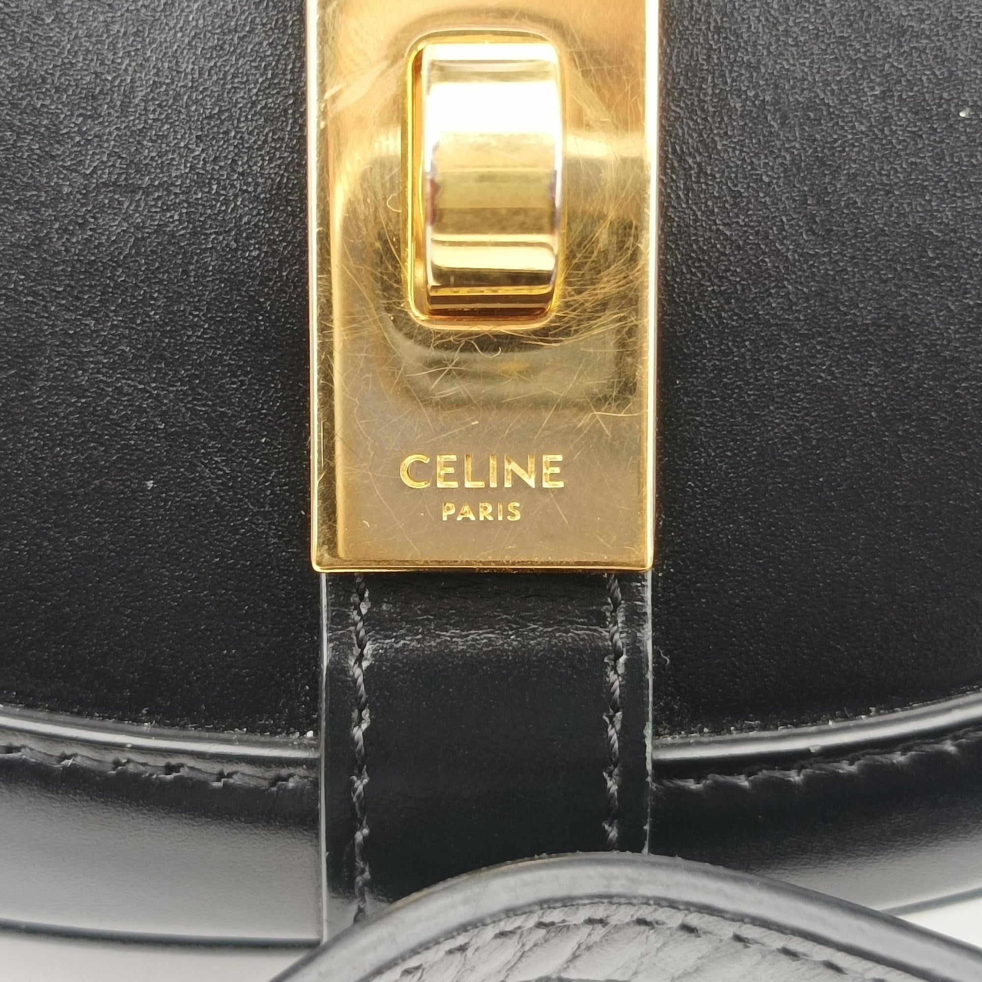Pre-owned Celine Small Besace 16 Black Leather 188013 shoulderbag | stylenewstar