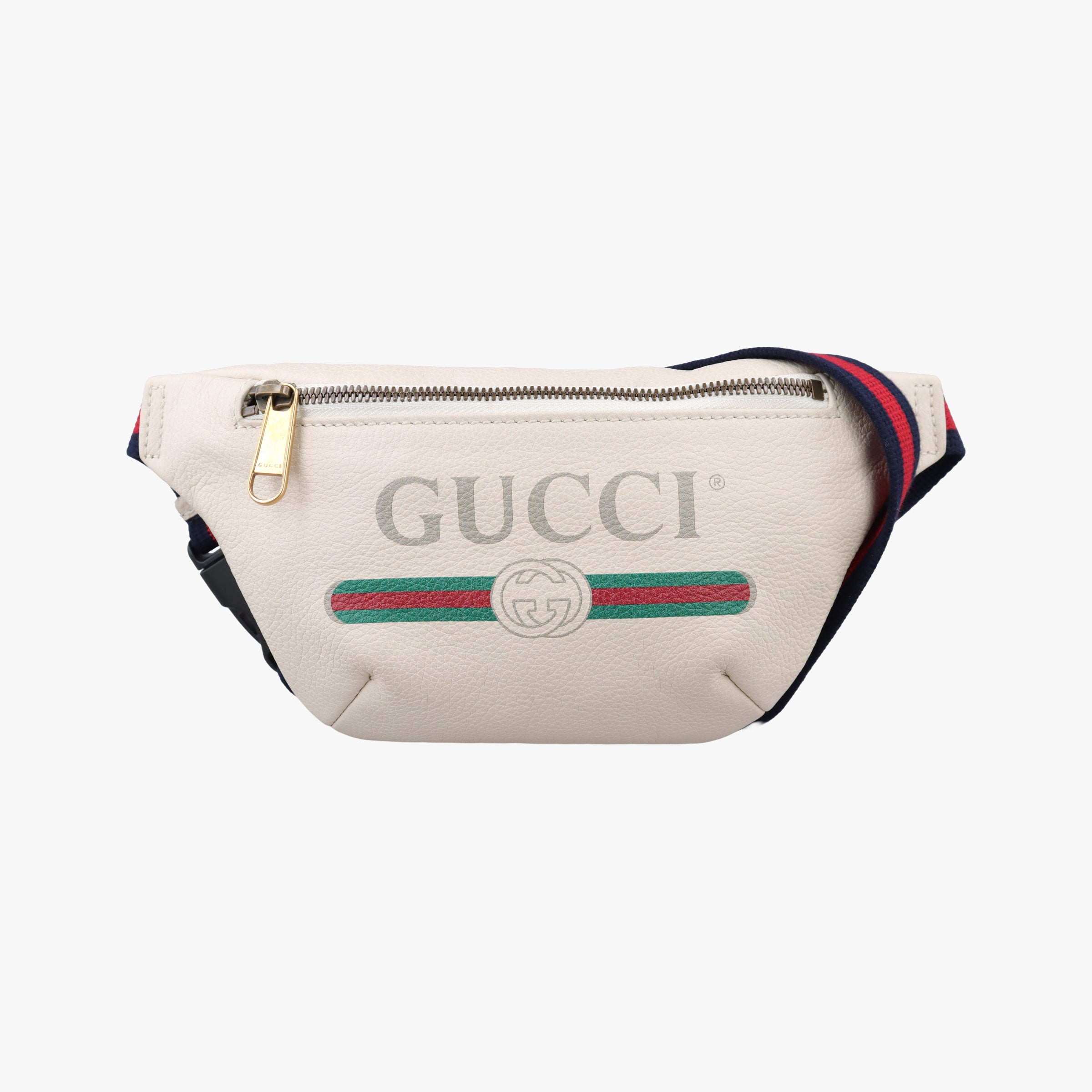 Pre-owned Gucci Print White×Red×Green Leather 527792 bum bag/waist bag | stylenewstar