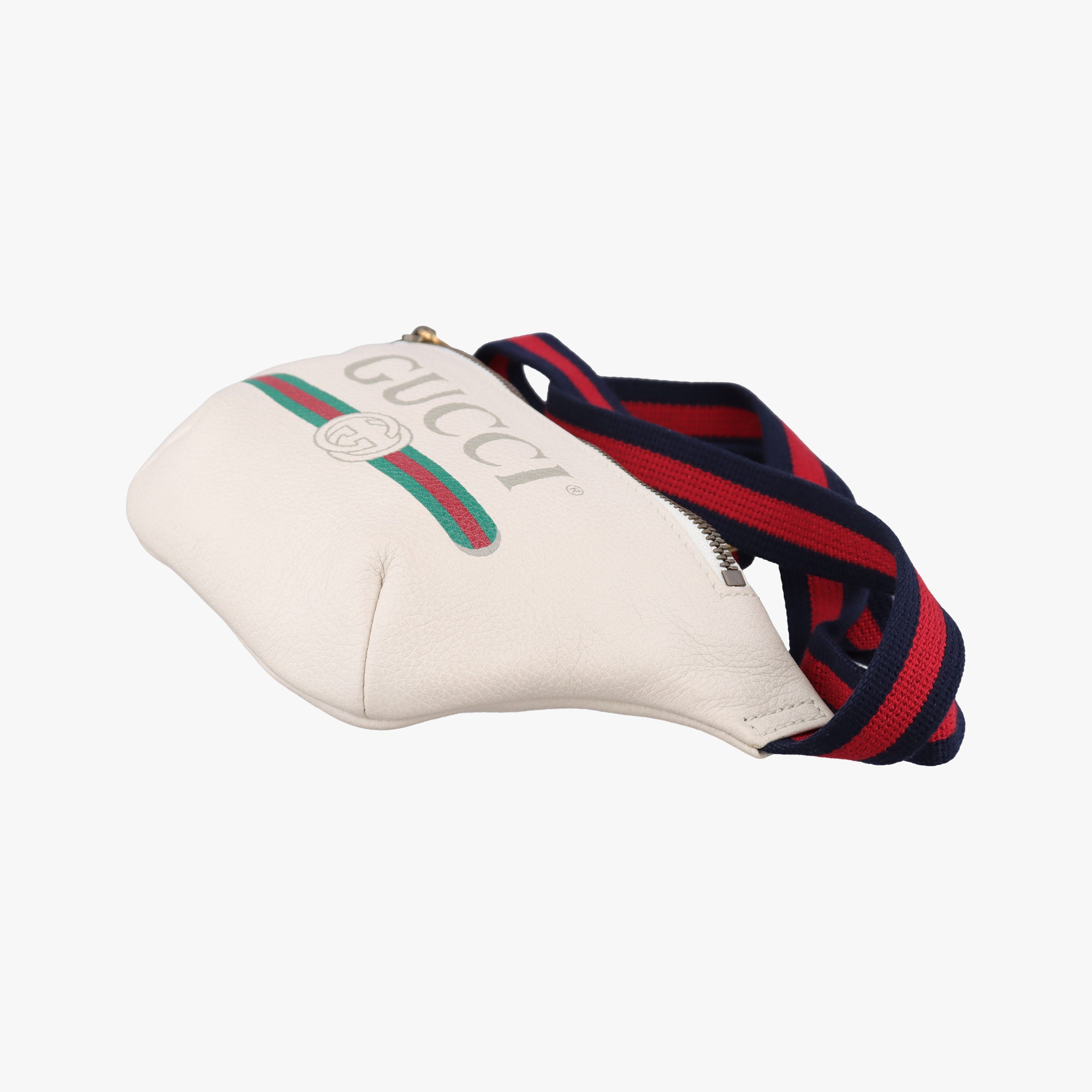 Pre-owned Gucci Print White×Red×Green Leather 527792 bum bag/waist bag | stylenewstar