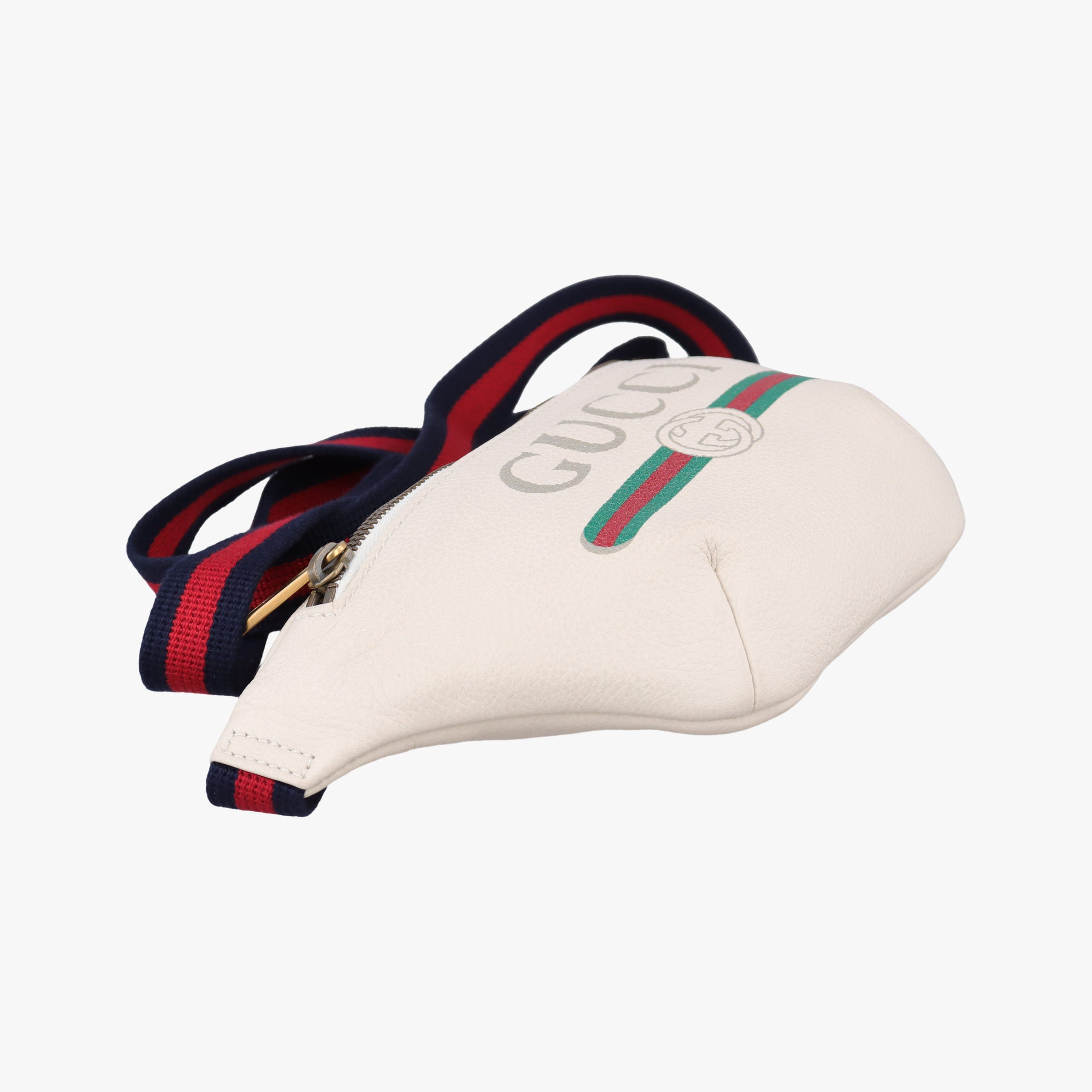 Pre-owned Gucci Print White×Red×Green Leather 527792 bum bag/waist bag | stylenewstar