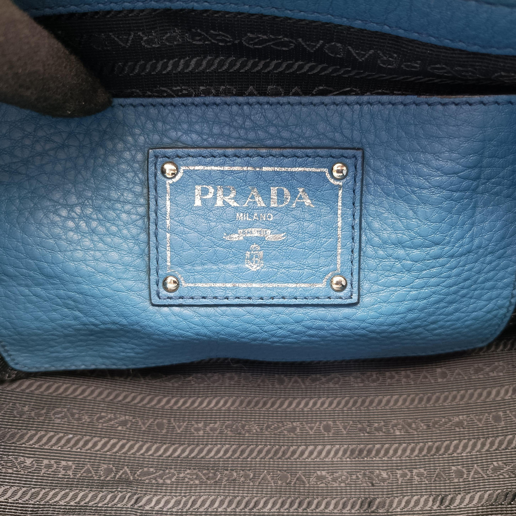 Pre-owned Prada Shopping Tote Blue Leather BN1786 shoulderbag | stylenewstar