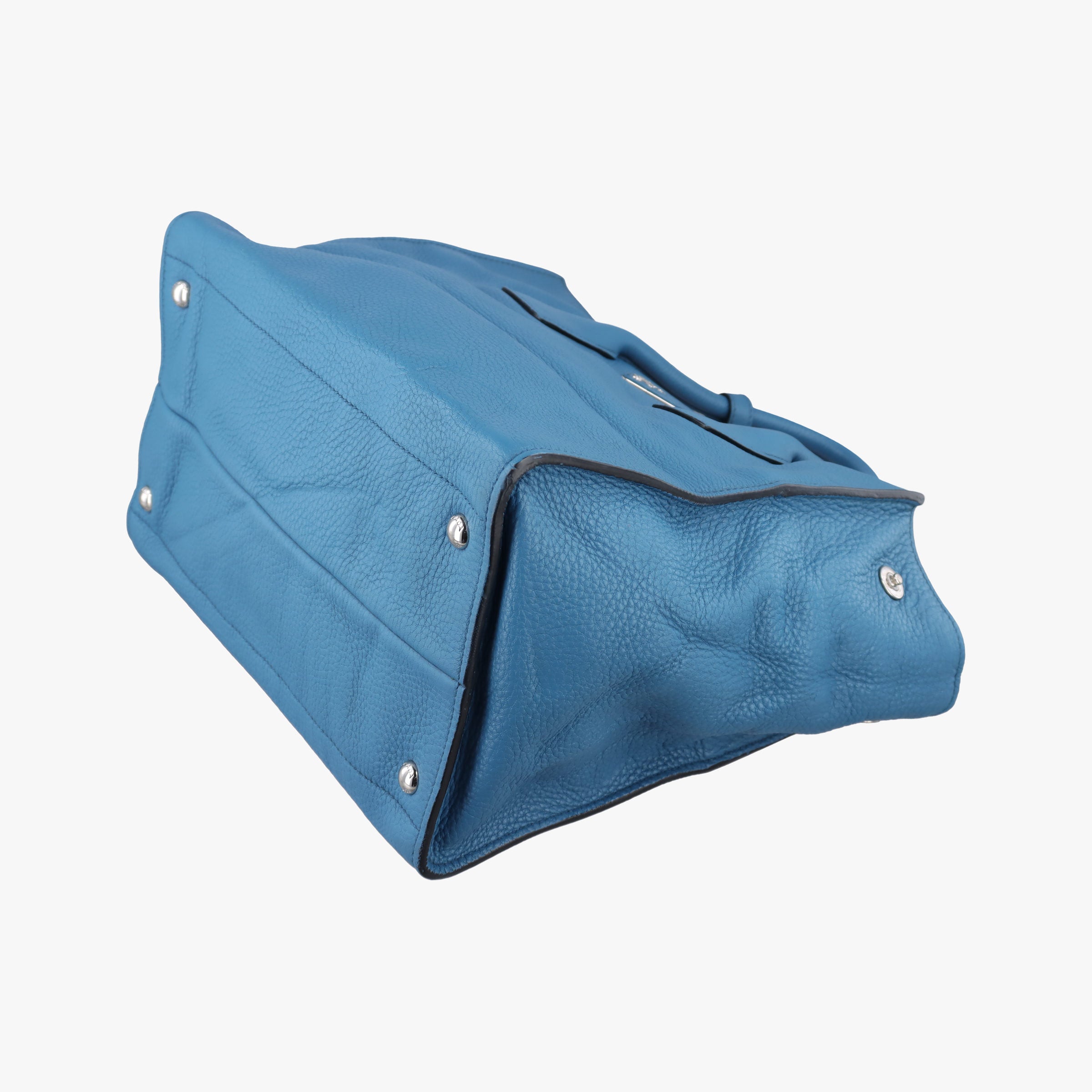 Pre-owned Prada Shopping Tote Blue Leather BN1786 shoulderbag | stylenewstar