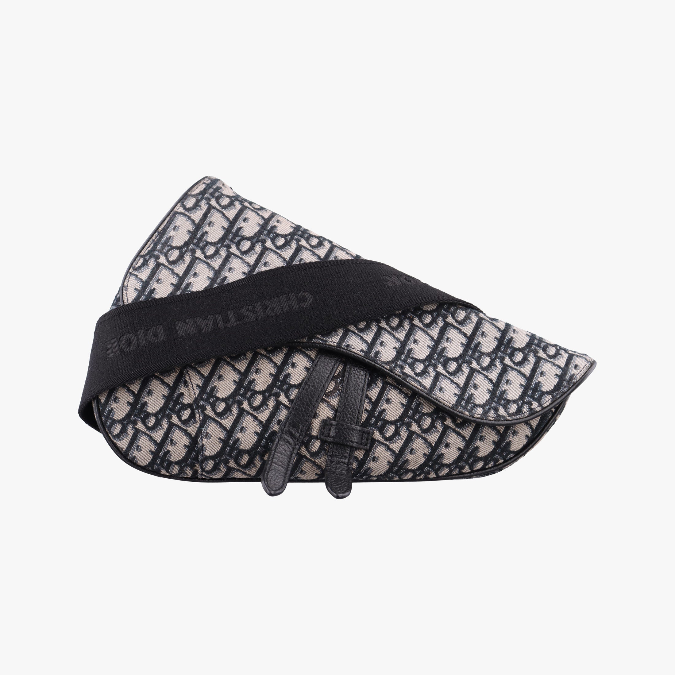 Pre-owned Christian Dior Saddlebags Gray×Navy×Black Jacquard×Leather  bum bag/waist bag | stylenewstar