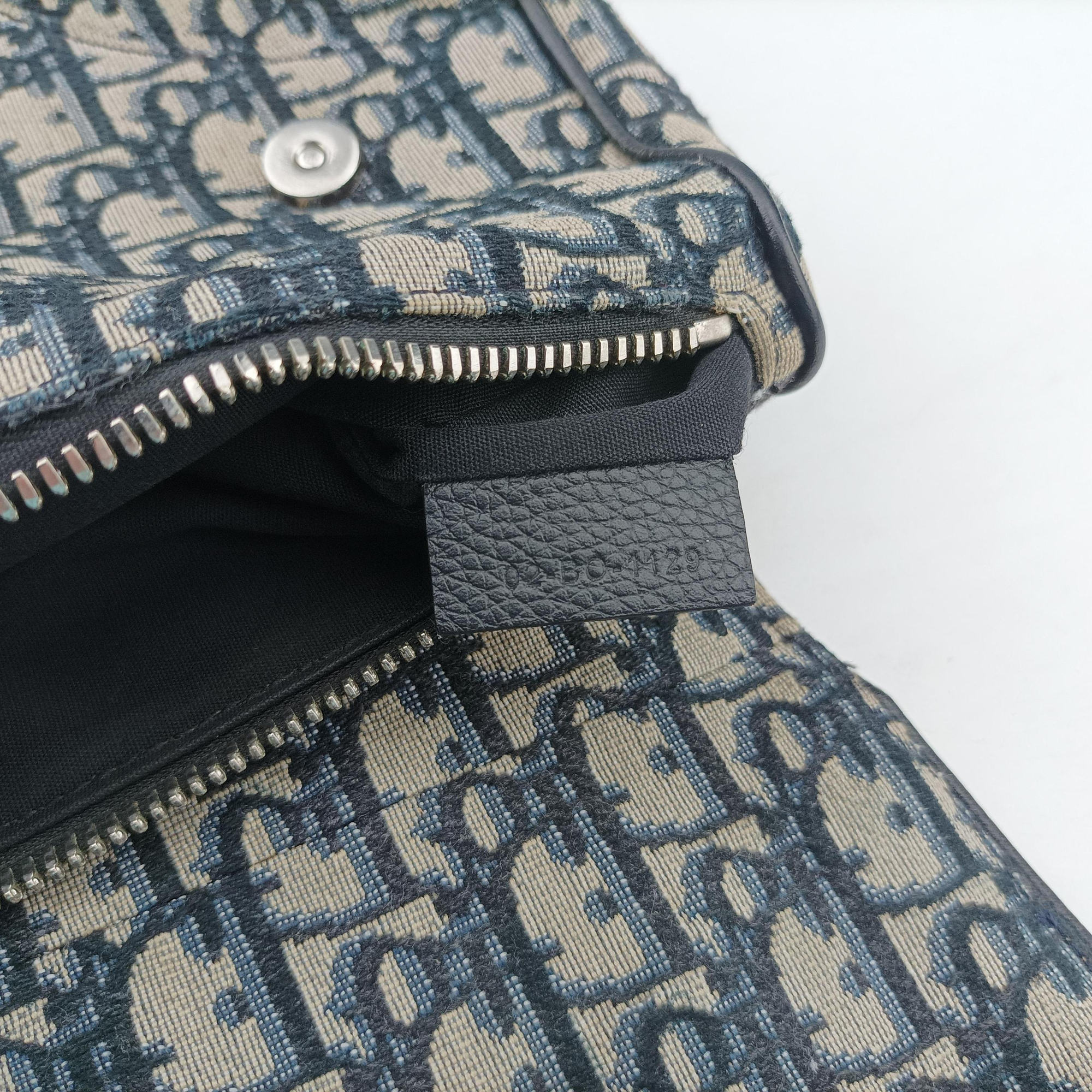 Pre-owned Christian Dior Saddlebags Gray×Navy×Black Jacquard×Leather  bum bag/waist bag | stylenewstar