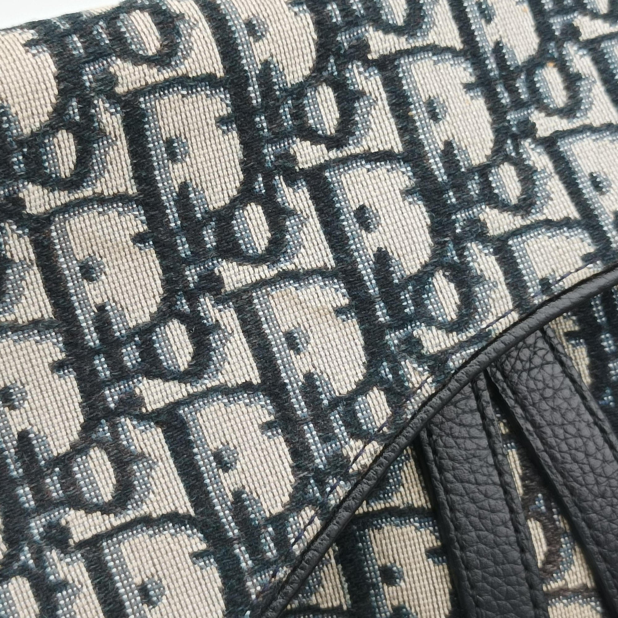 Pre-owned Christian Dior Saddlebags Gray×Navy×Black Jacquard×Leather  bum bag/waist bag | stylenewstar