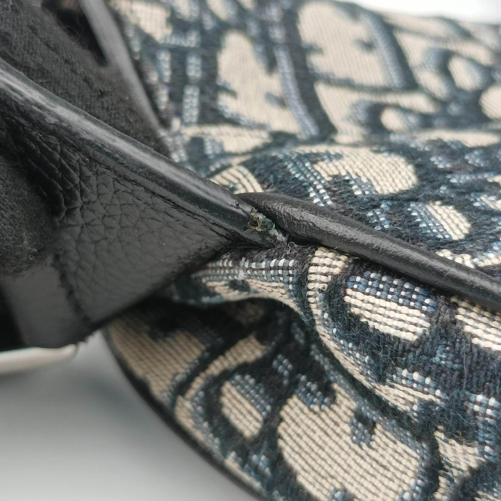 Pre-owned Christian Dior Saddlebags Gray×Navy×Black Jacquard×Leather  bum bag/waist bag | stylenewstar