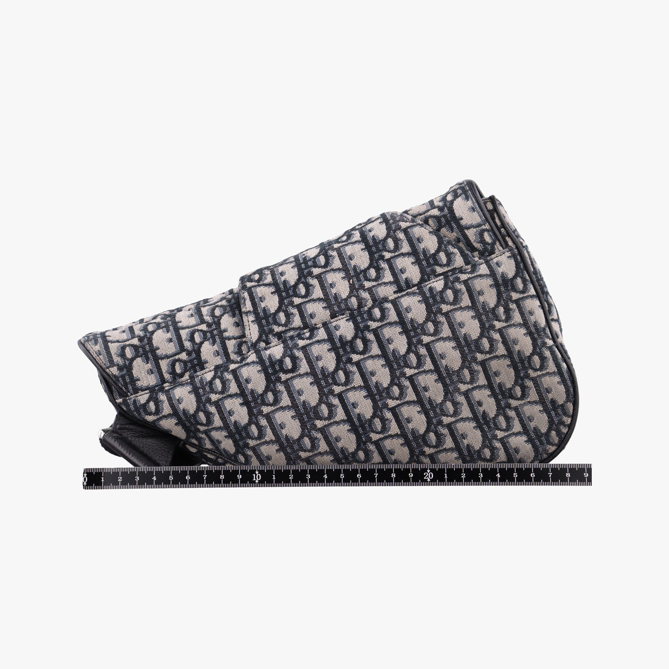 Pre-owned Christian Dior Saddlebags Gray×Navy×Black Jacquard×Leather  bum bag/waist bag | stylenewstar