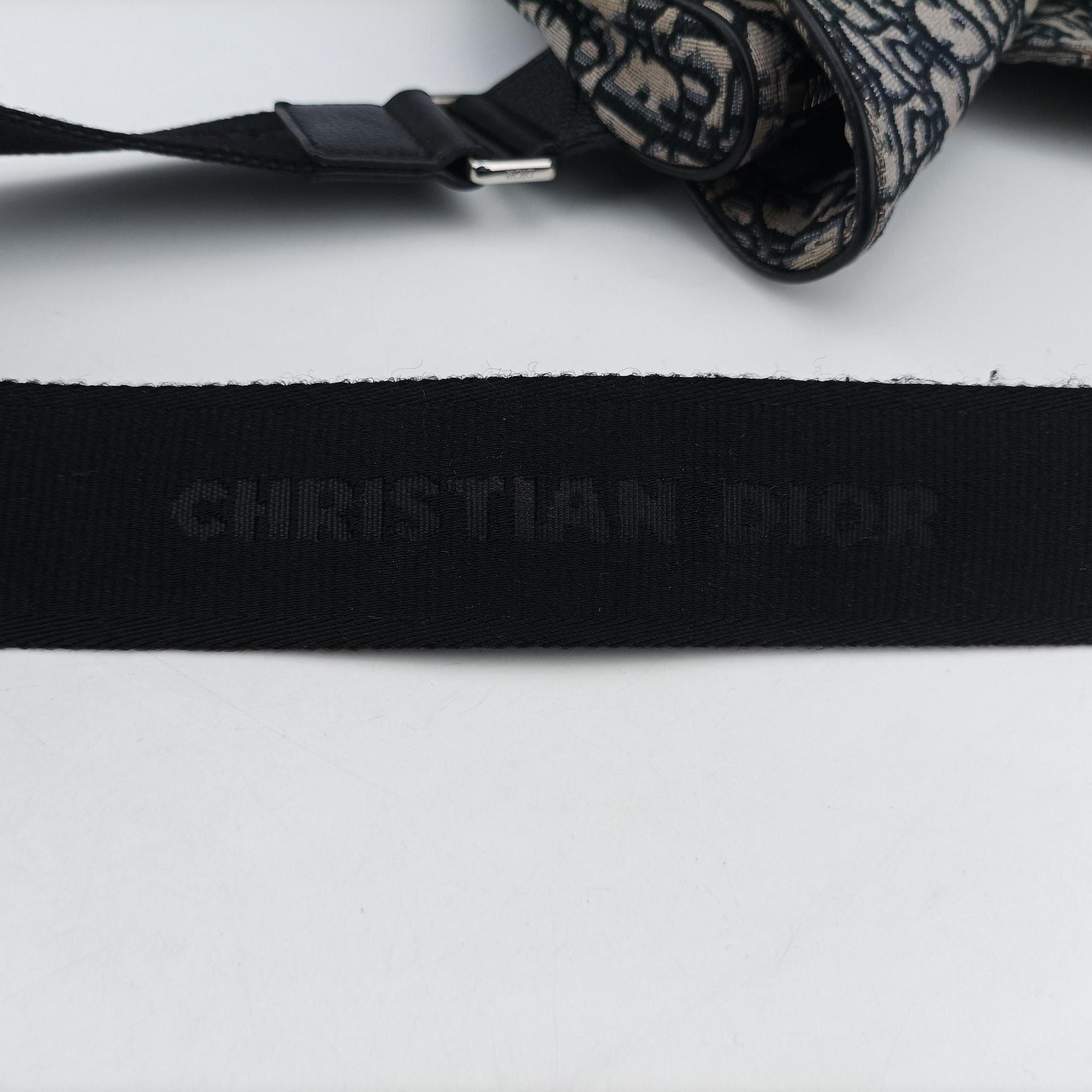 Pre-owned Christian Dior Saddlebags Gray×Navy×Black Jacquard×Leather  bum bag/waist bag | stylenewstar