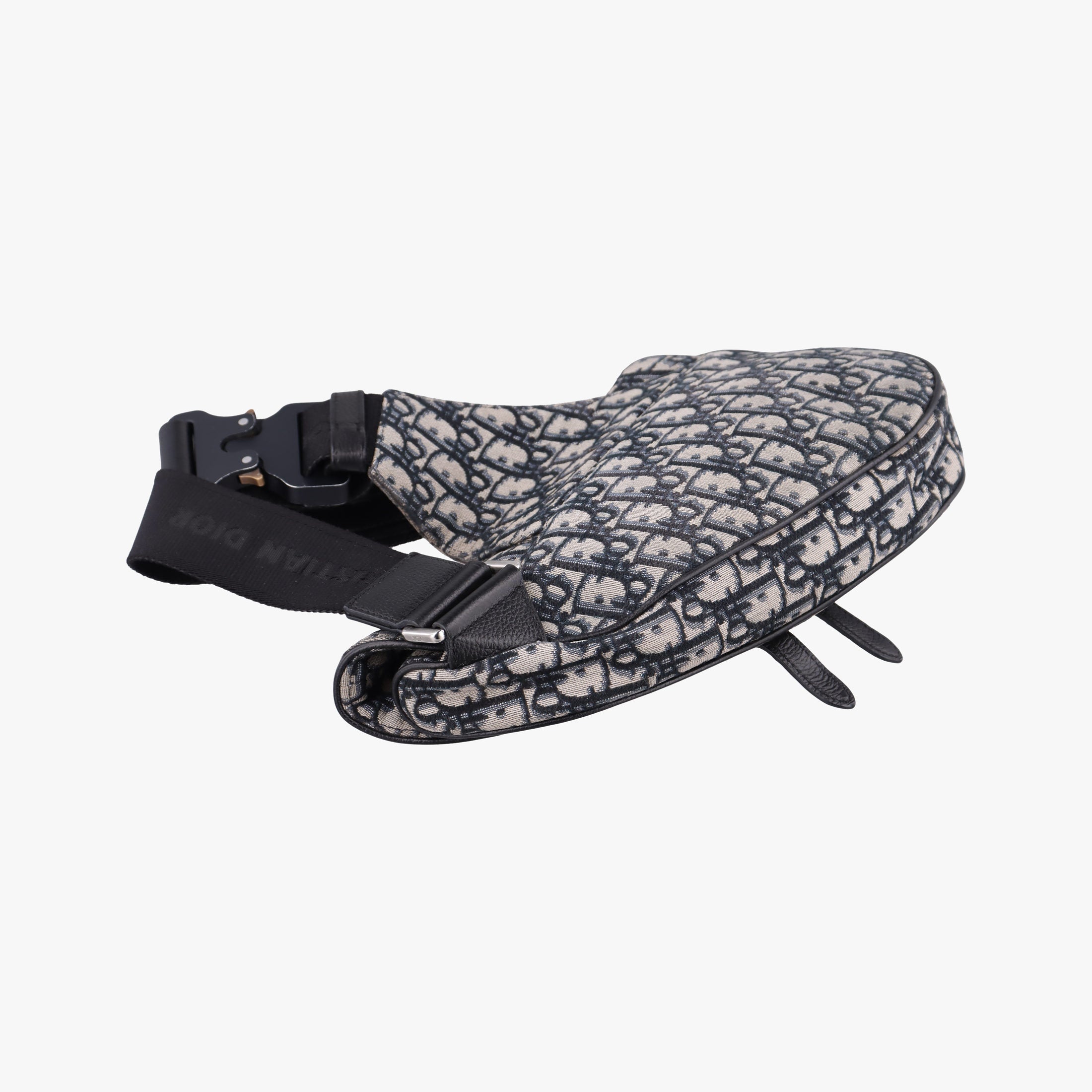 Pre-owned Christian Dior Saddlebags Gray×Navy×Black Jacquard×Leather  bum bag/waist bag | stylenewstar