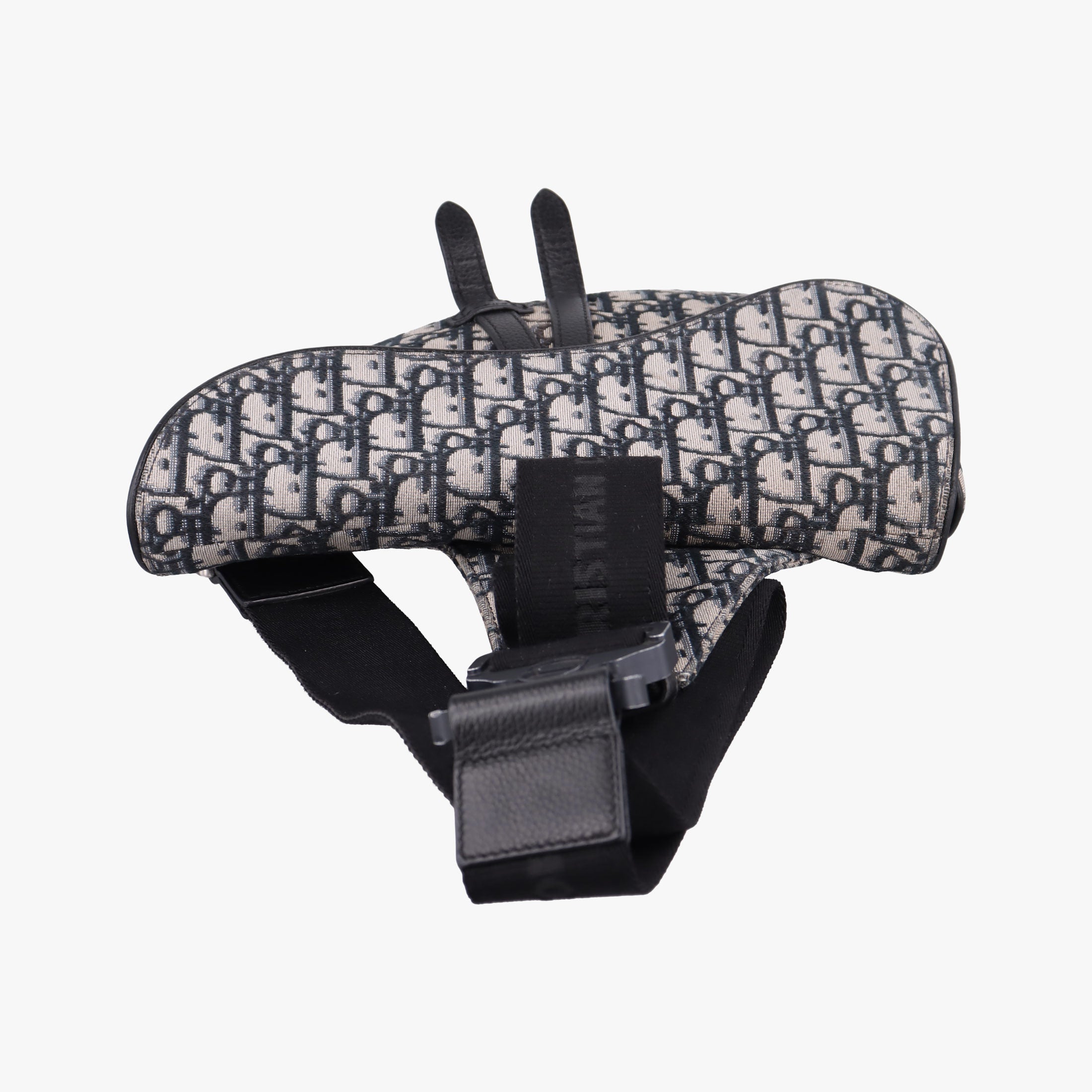 Pre-owned Christian Dior Saddlebags Gray×Navy×Black Jacquard×Leather  bum bag/waist bag | stylenewstar